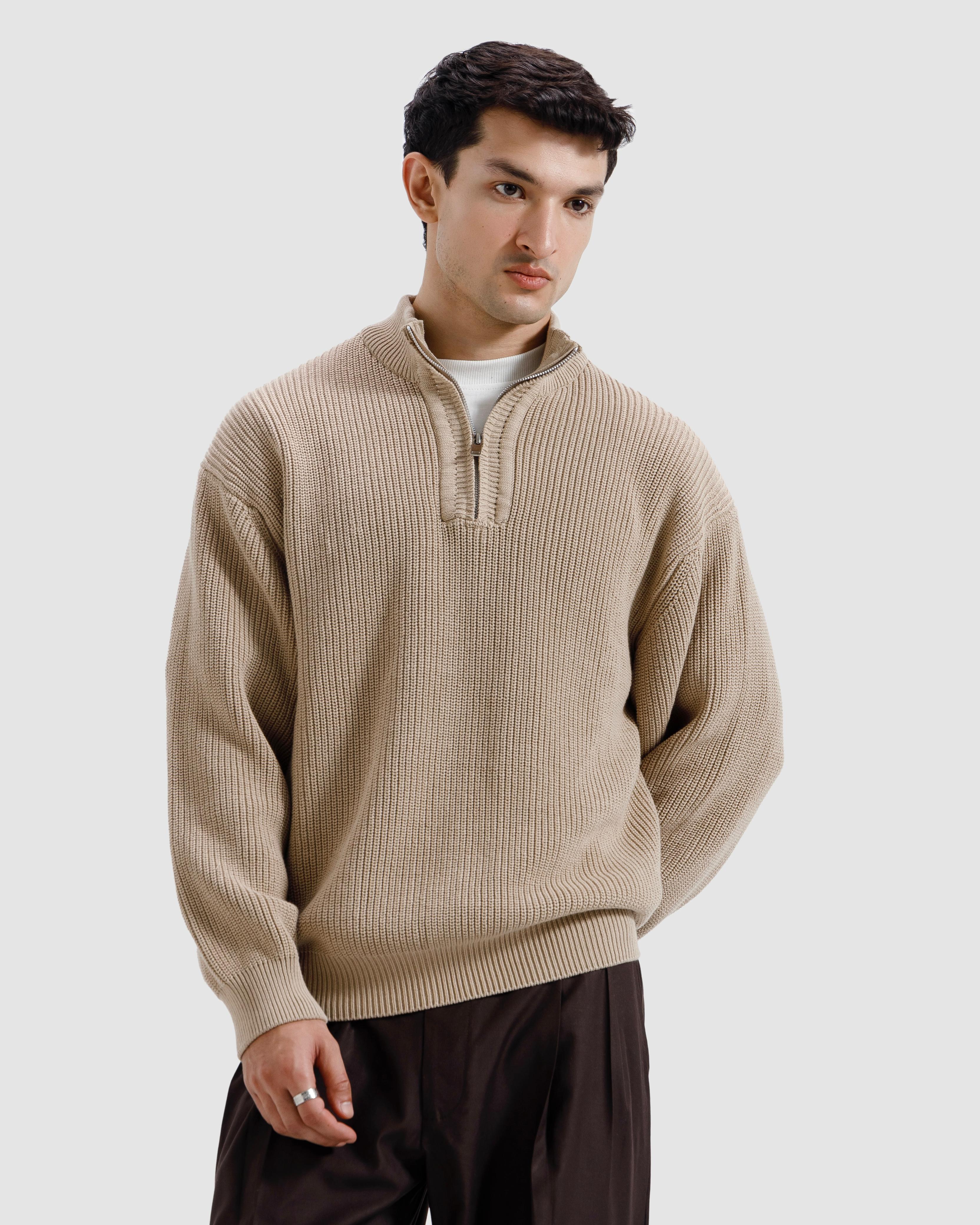 Knitted Quarter-Zip Sweater
