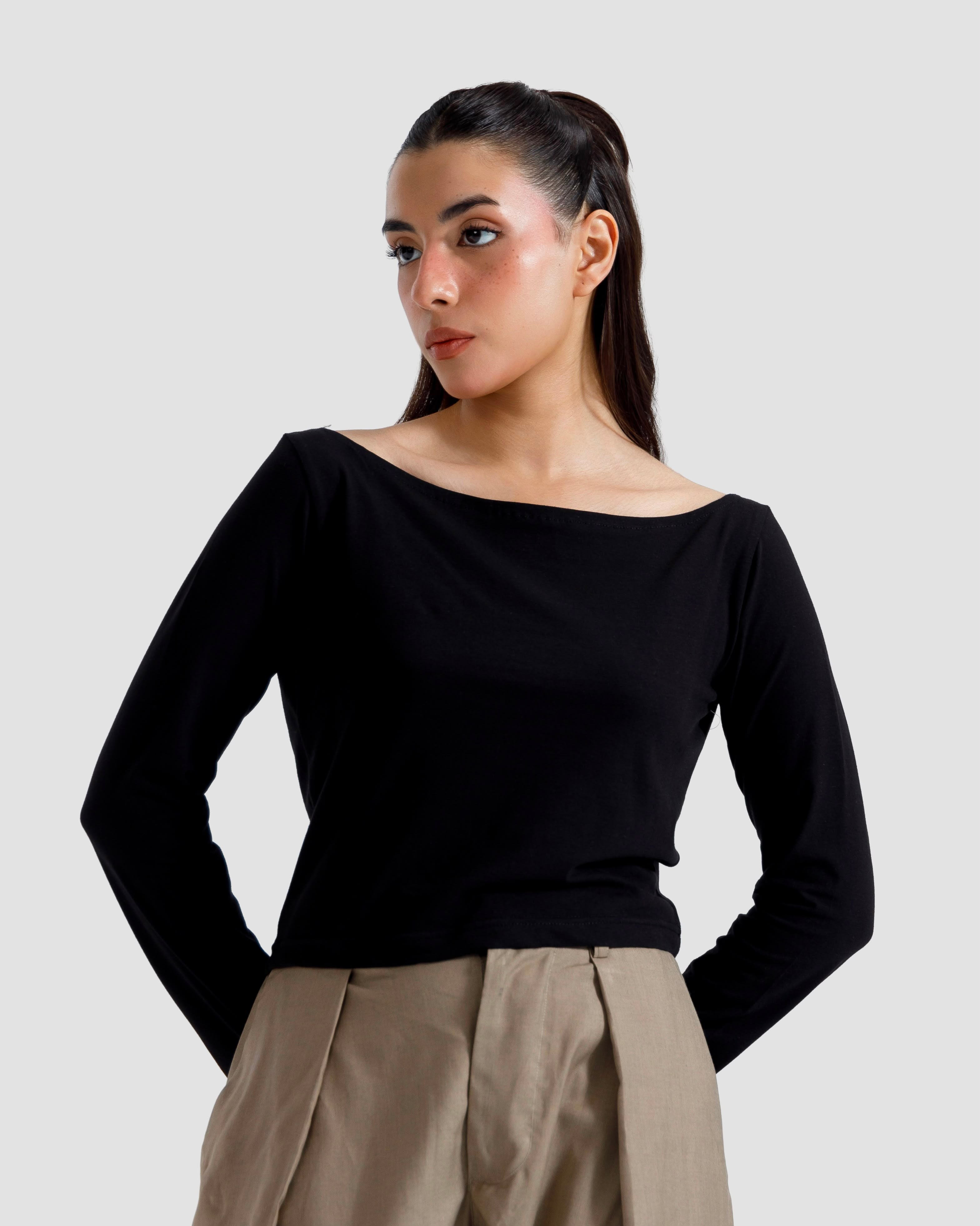 Boat-Neck Full Sleeves Tshirt