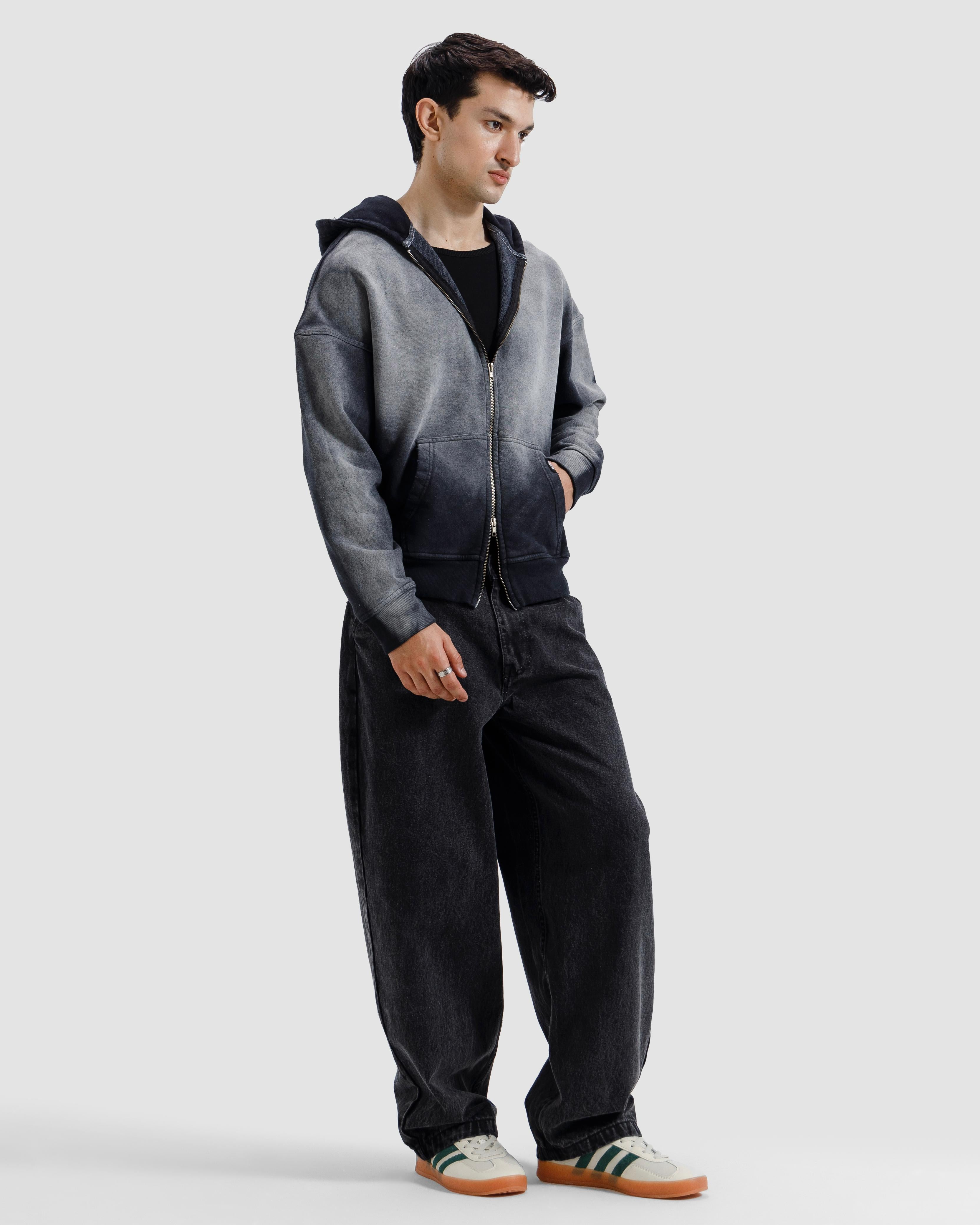 Faded Washed Zipper Hoodie