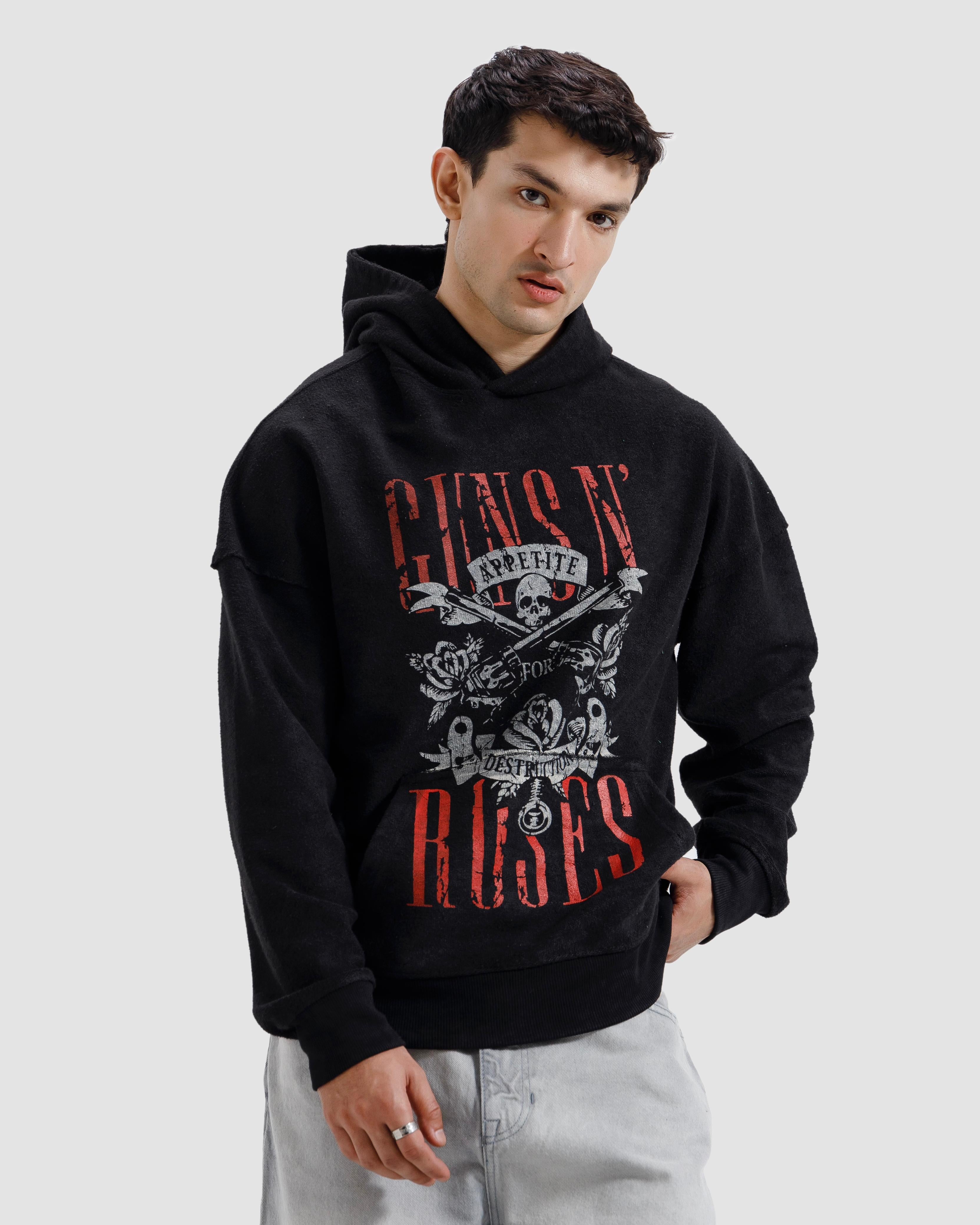 Washed Reverse Detail Guns & Roses Hoodie