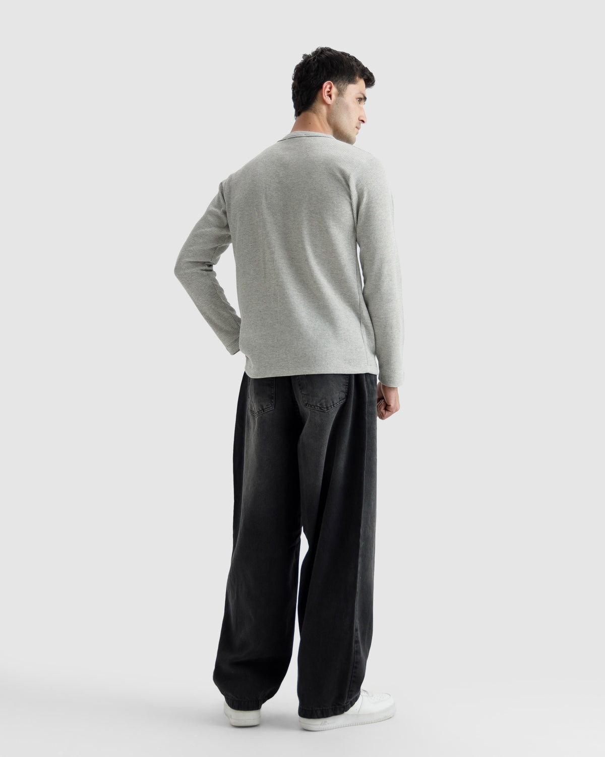 Waffle-Knit Henley Tshirt