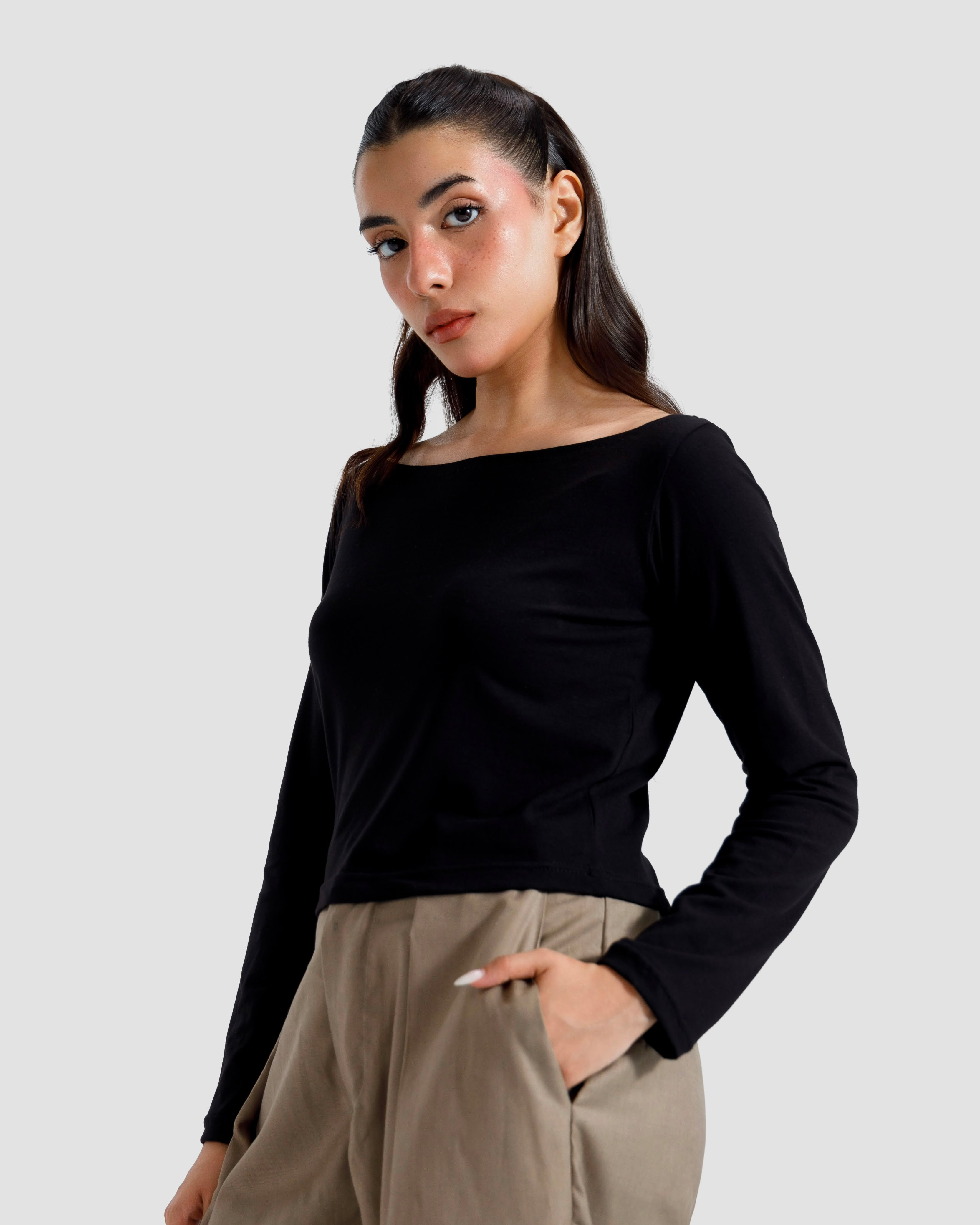 Boat-Neck Full Sleeves Tshirt