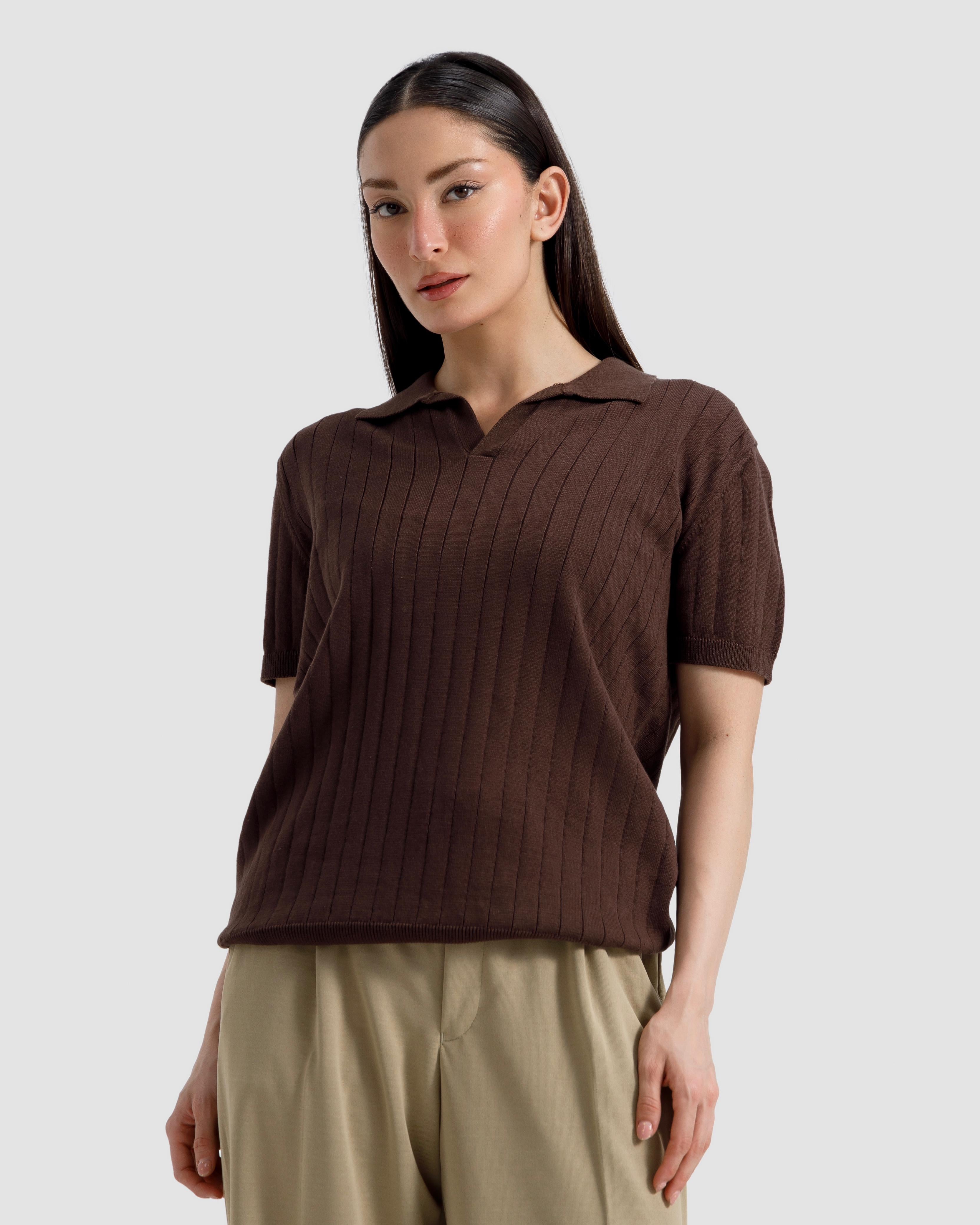 Vertical Textured Knit Polo