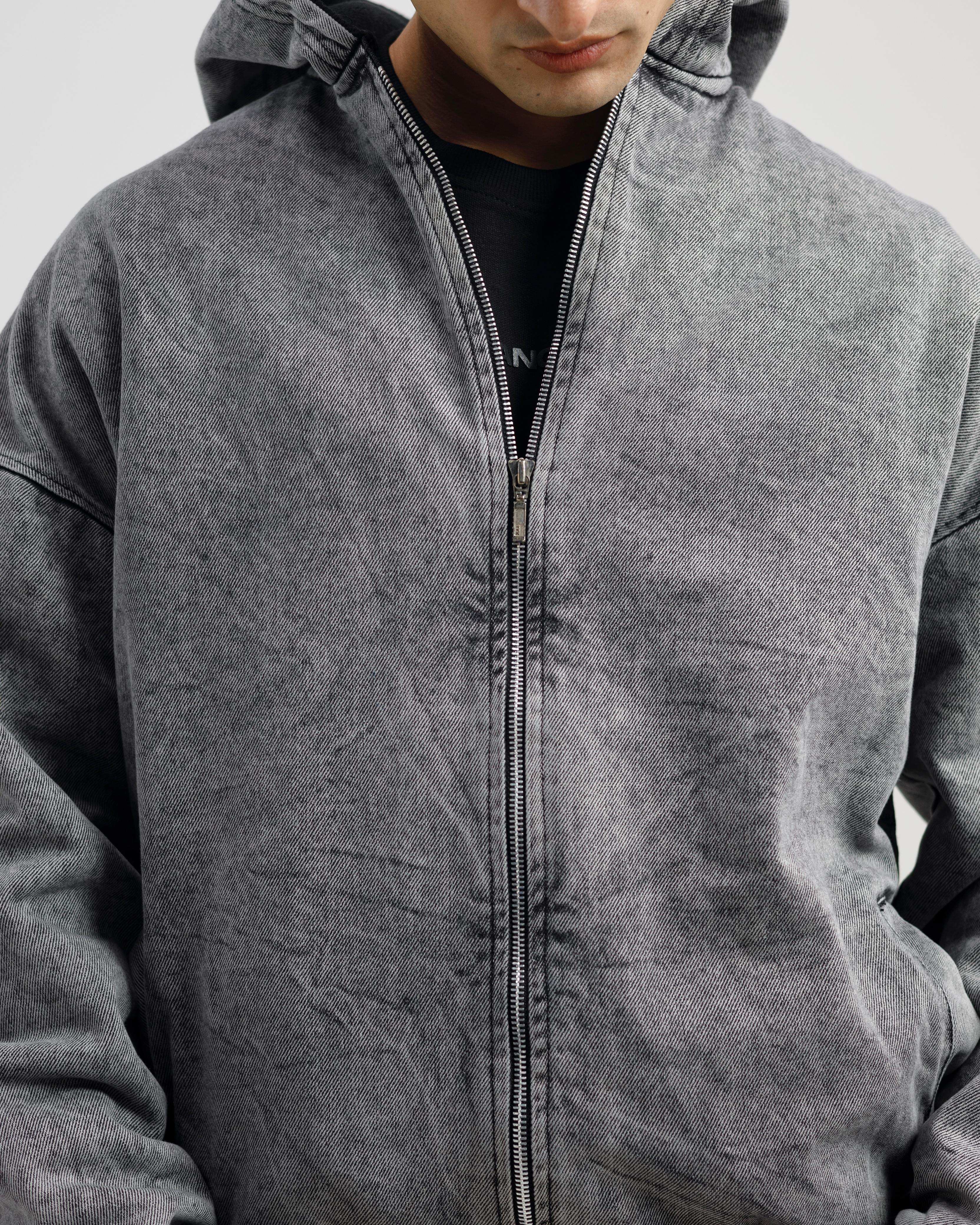 Washed Wind Breaker Denim Jacket