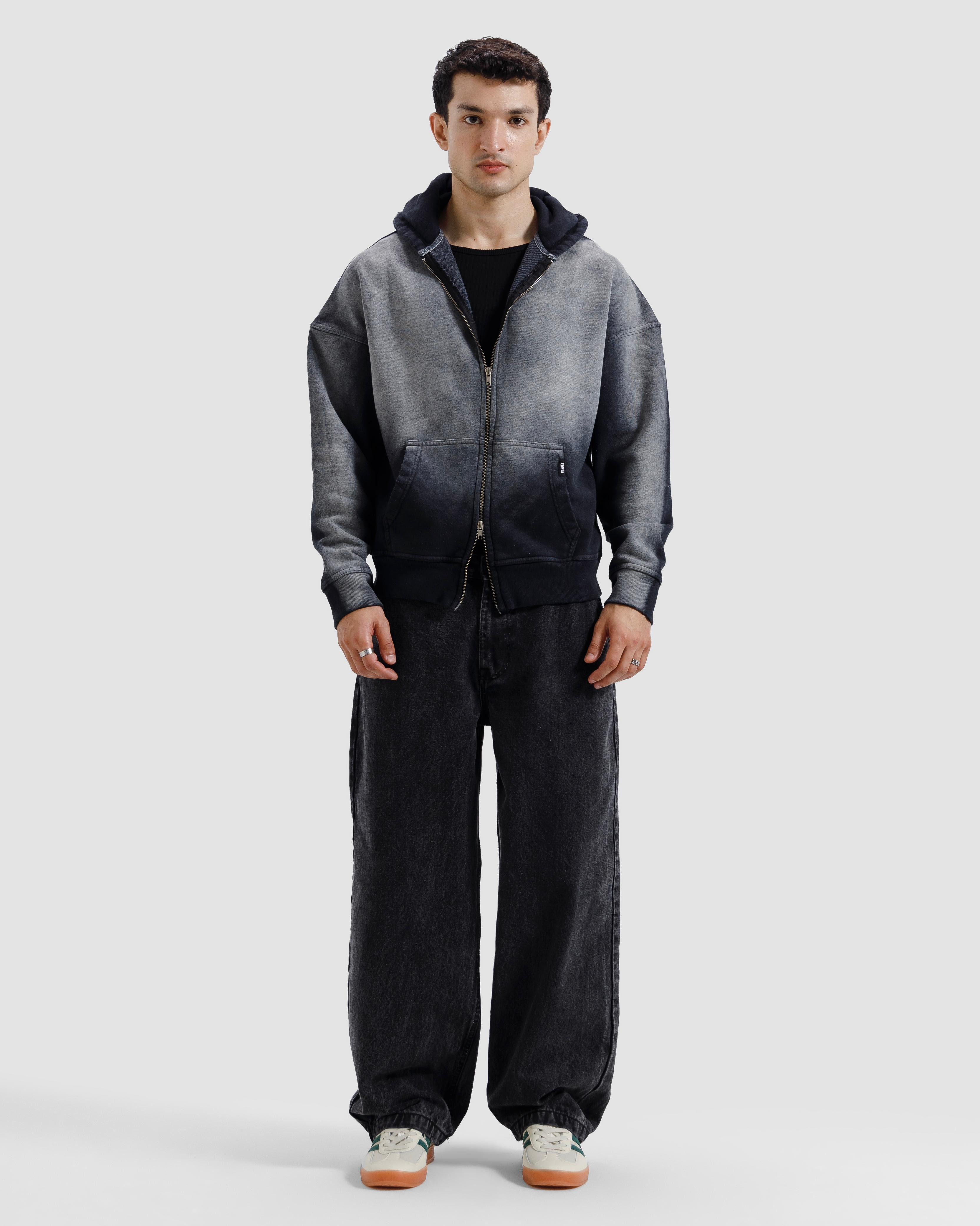 Faded Washed Zipper Hoodie