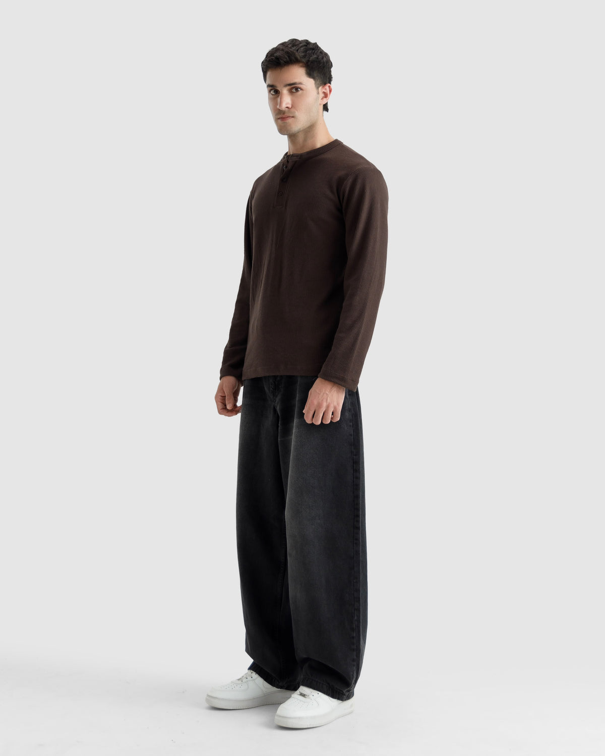 Waffle-Knit Henley Tshirt