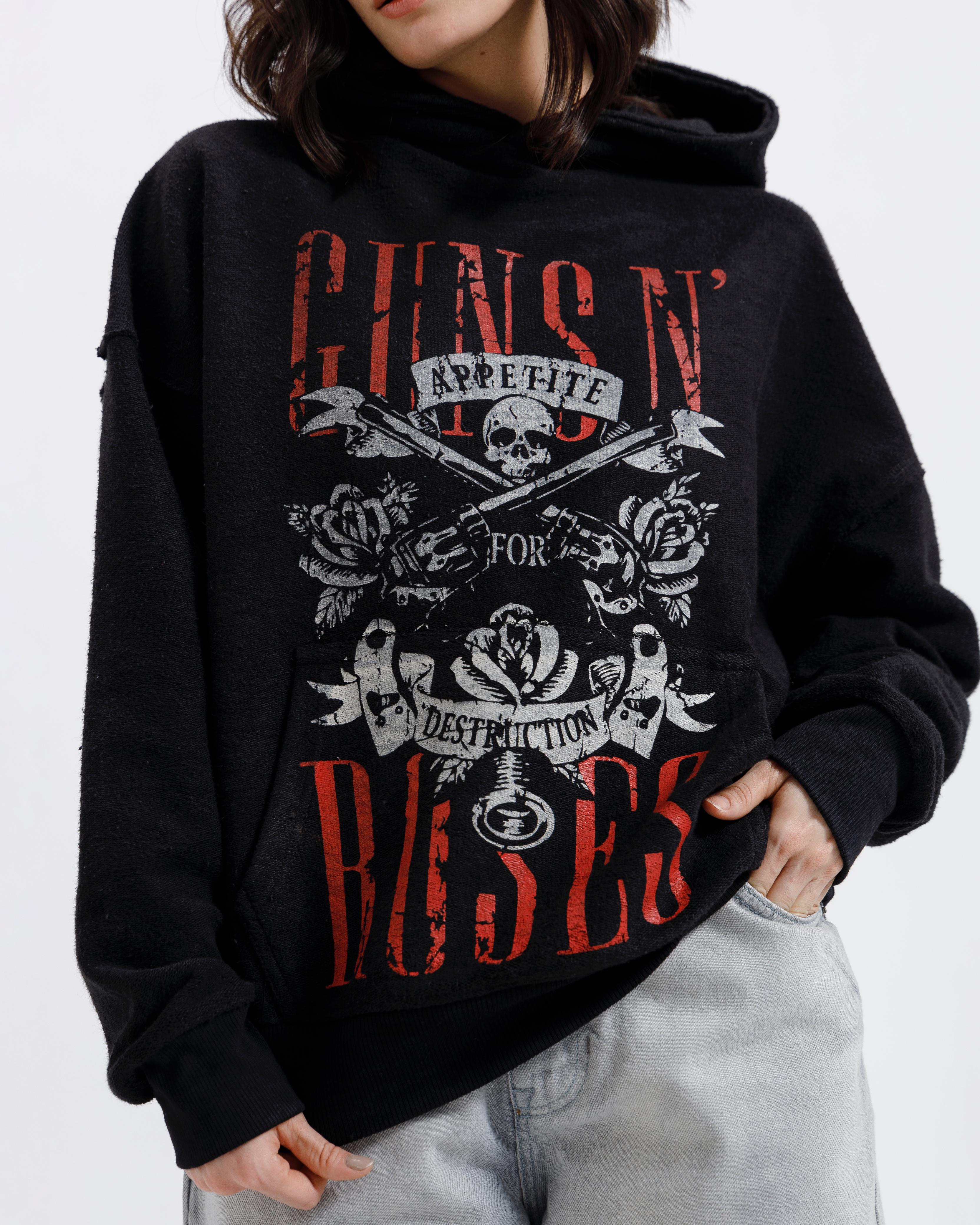 Washed Reverse Detail Guns & Roses Hoodie