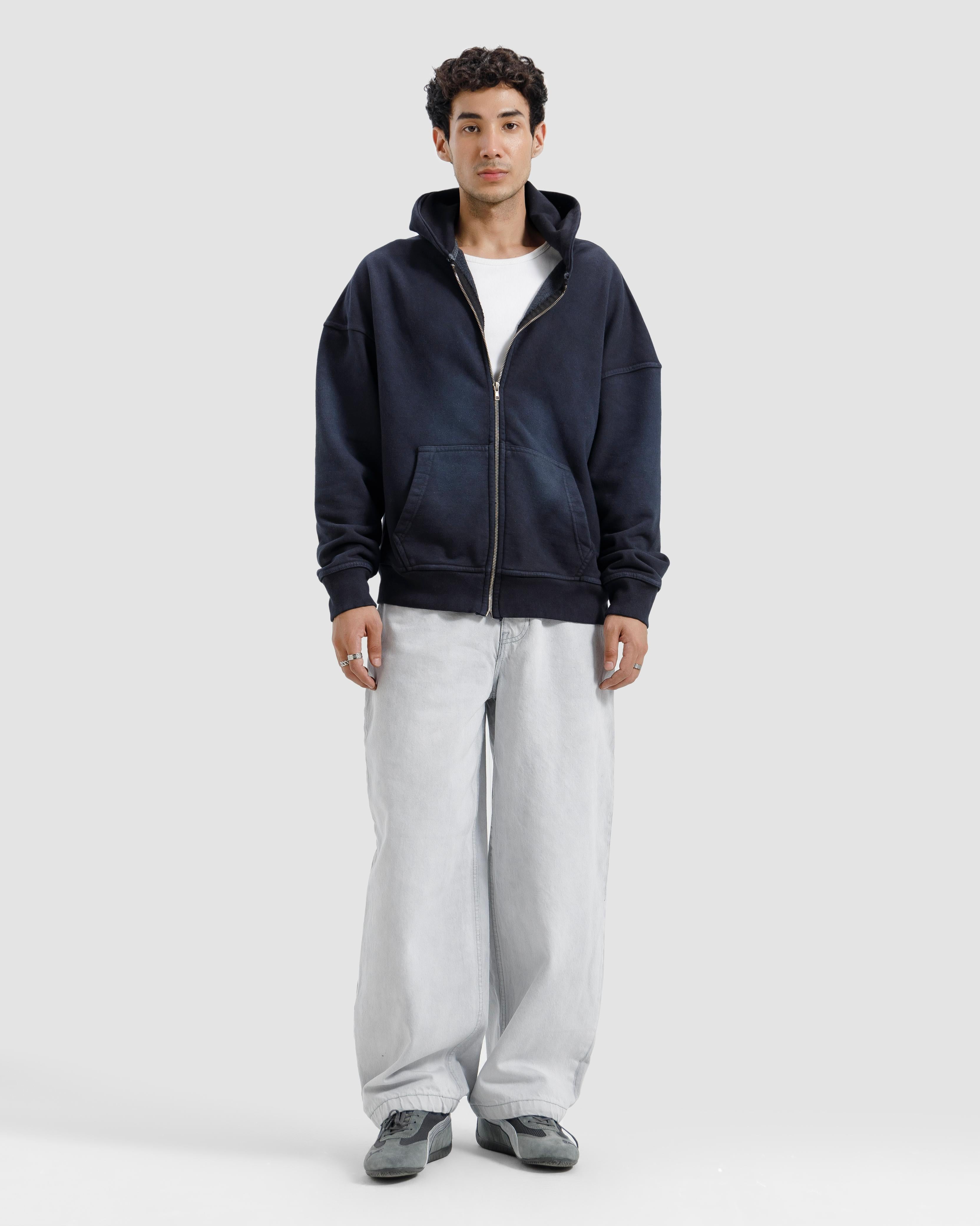 Washed Zipper Hoodie