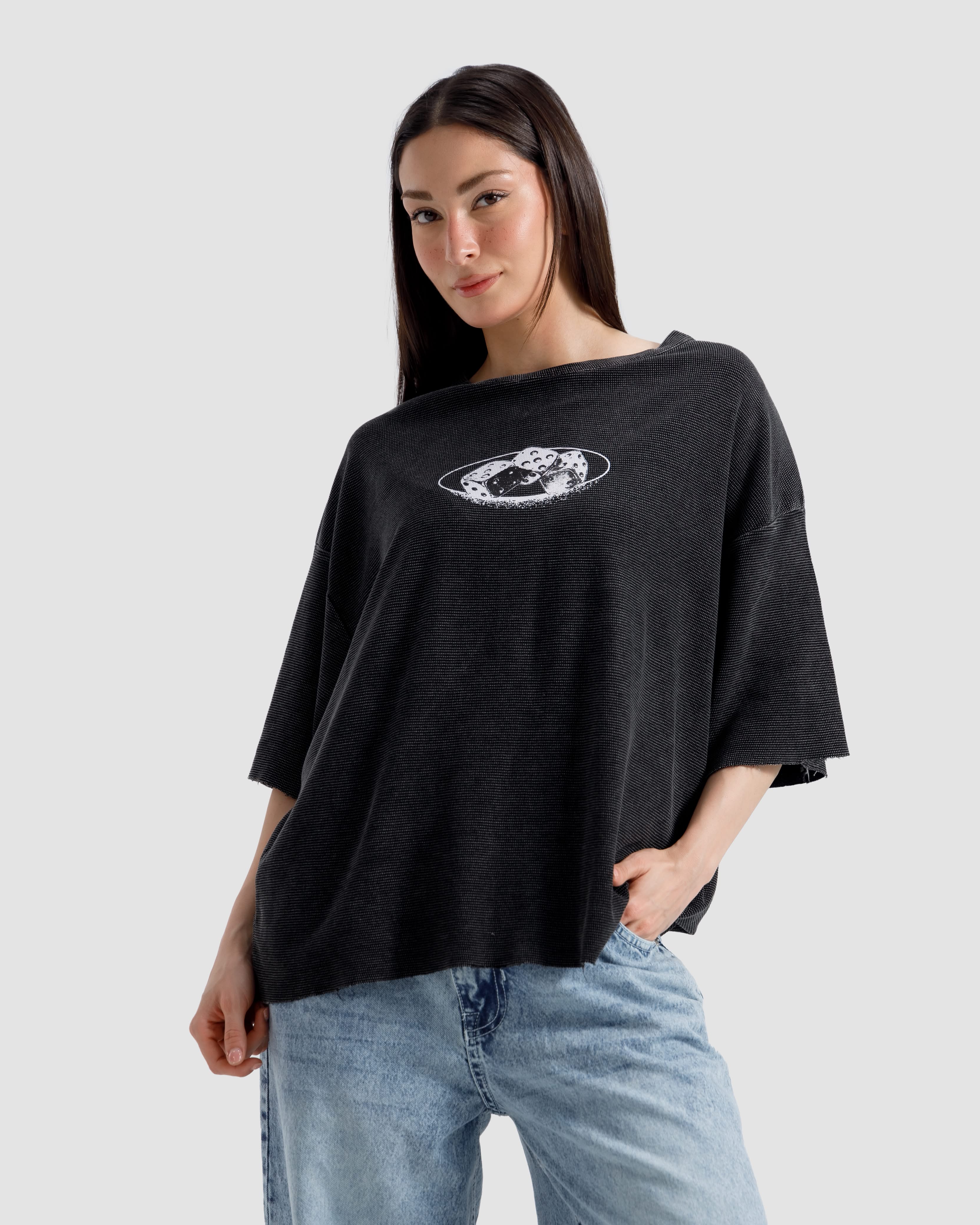 Washed Print Knit Tshirt