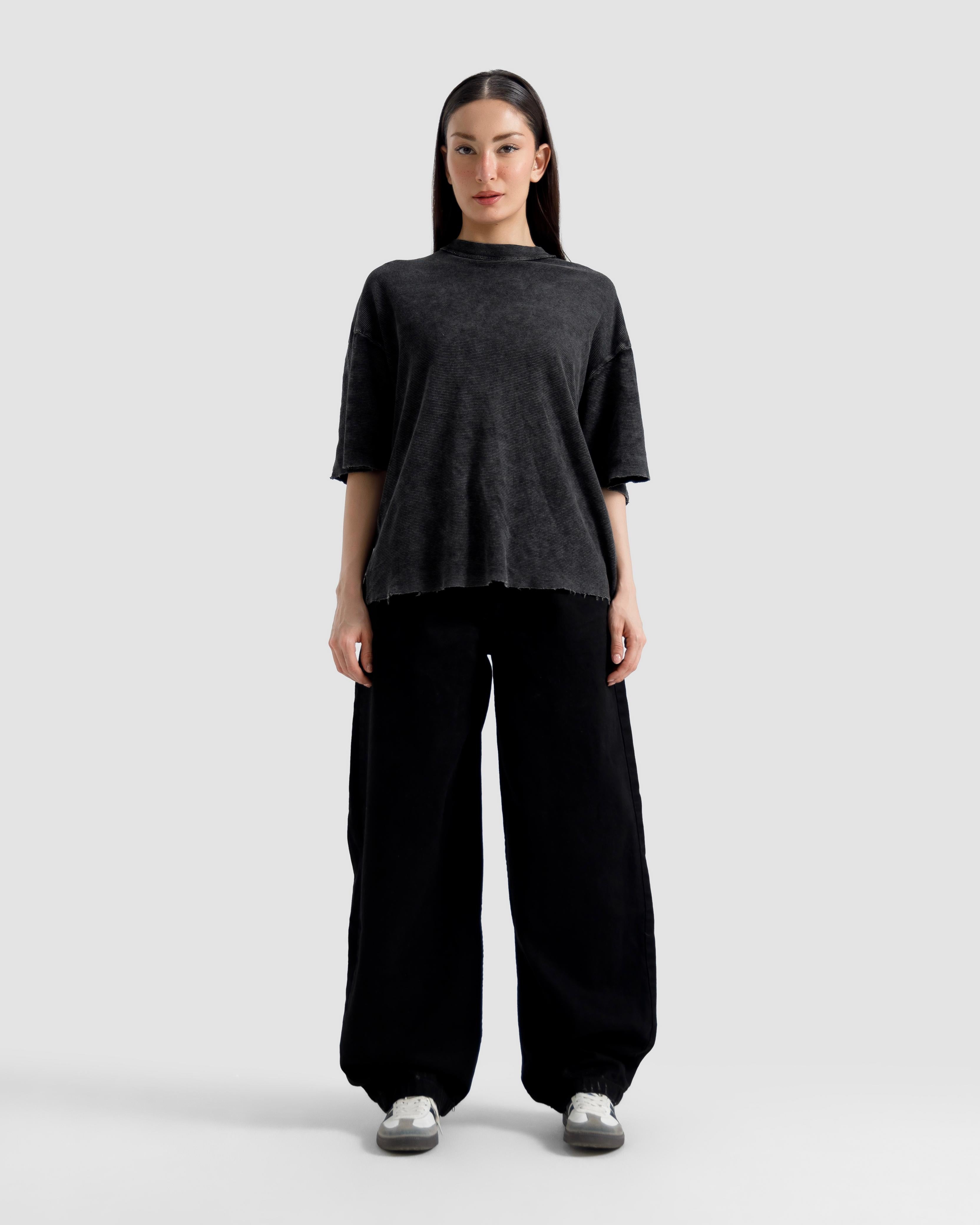 Washed Knit Shoulder Detail Essential Tshirt