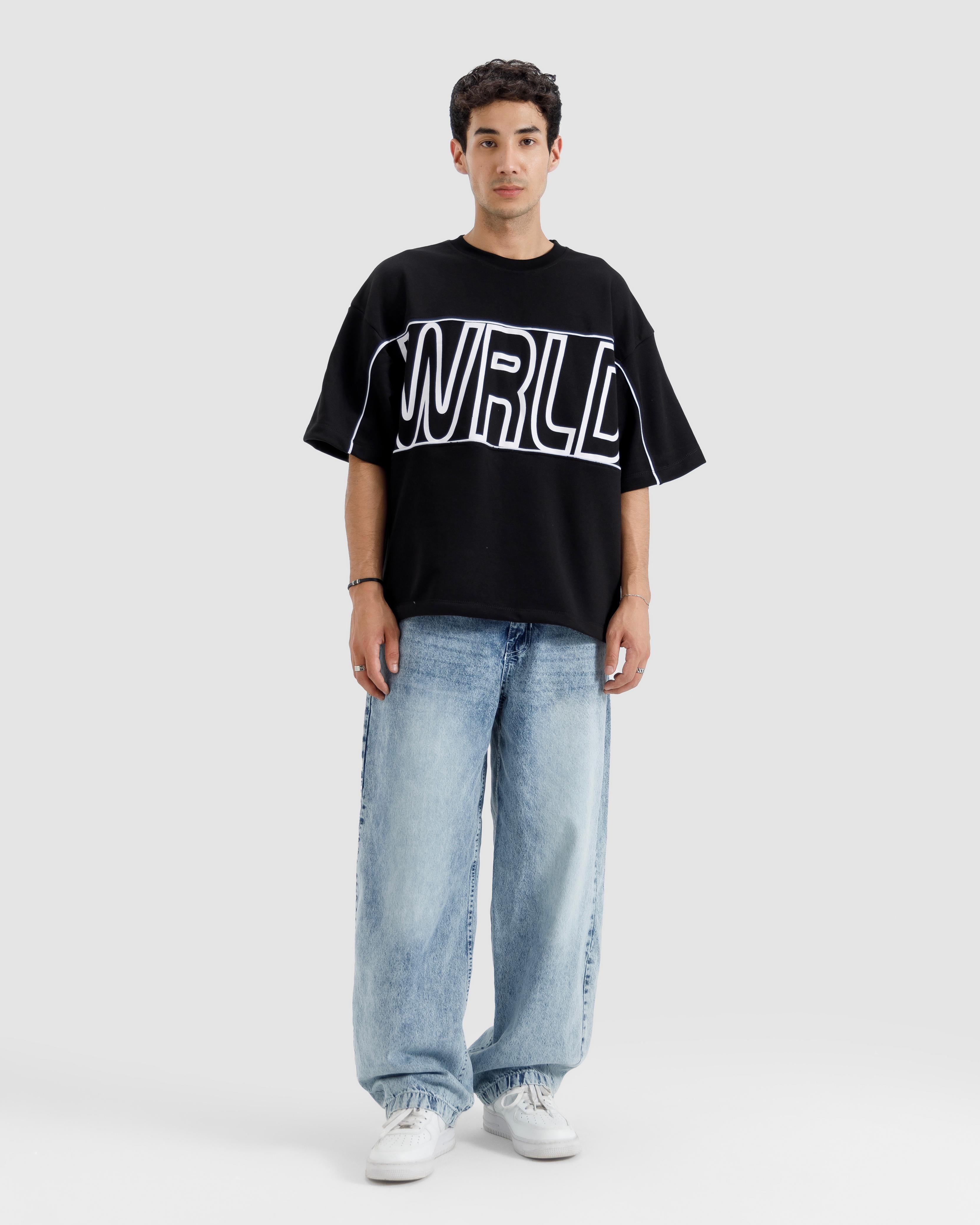 Boxy Printed Piping Tshirt