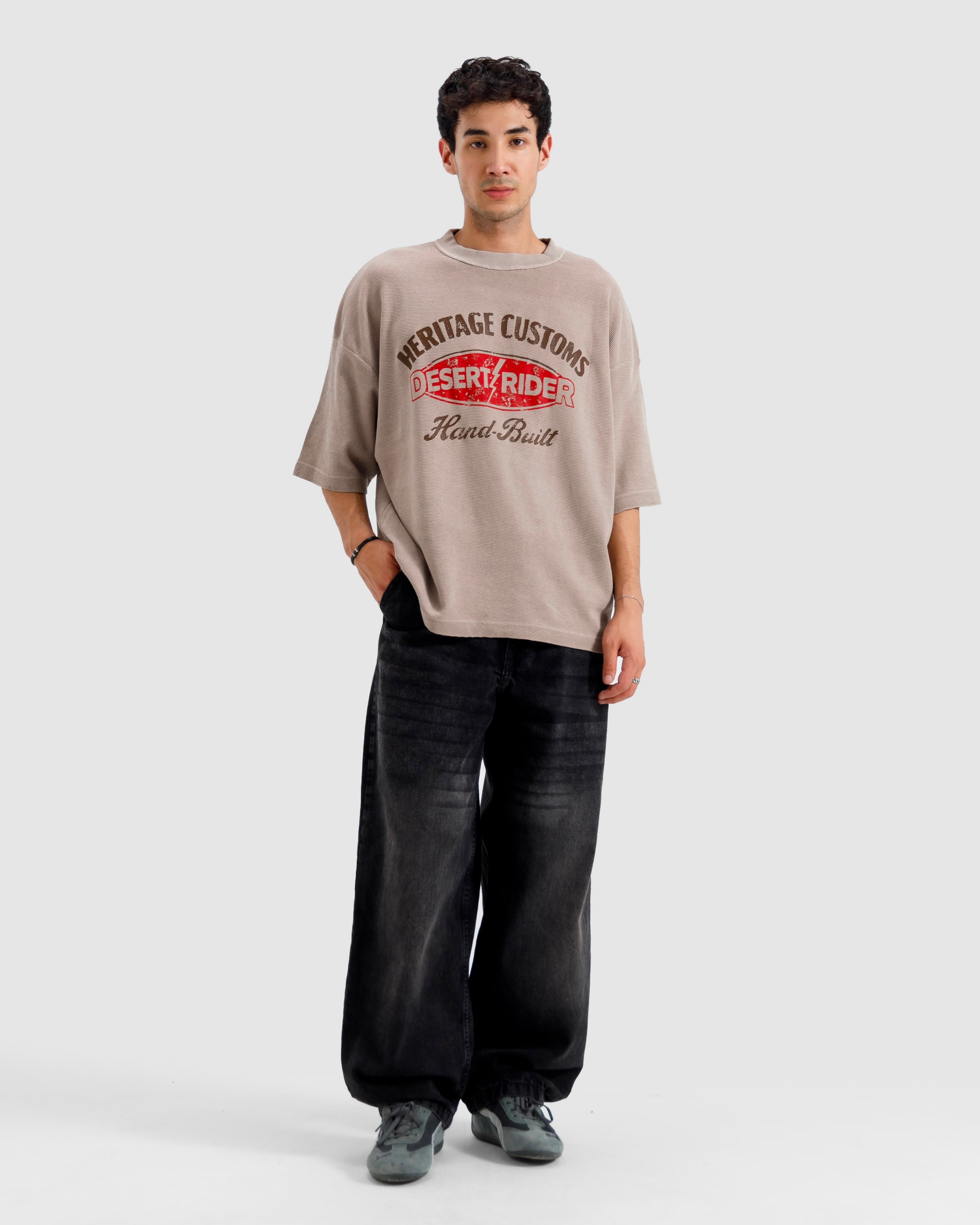 Washed Print Knit Tshirt