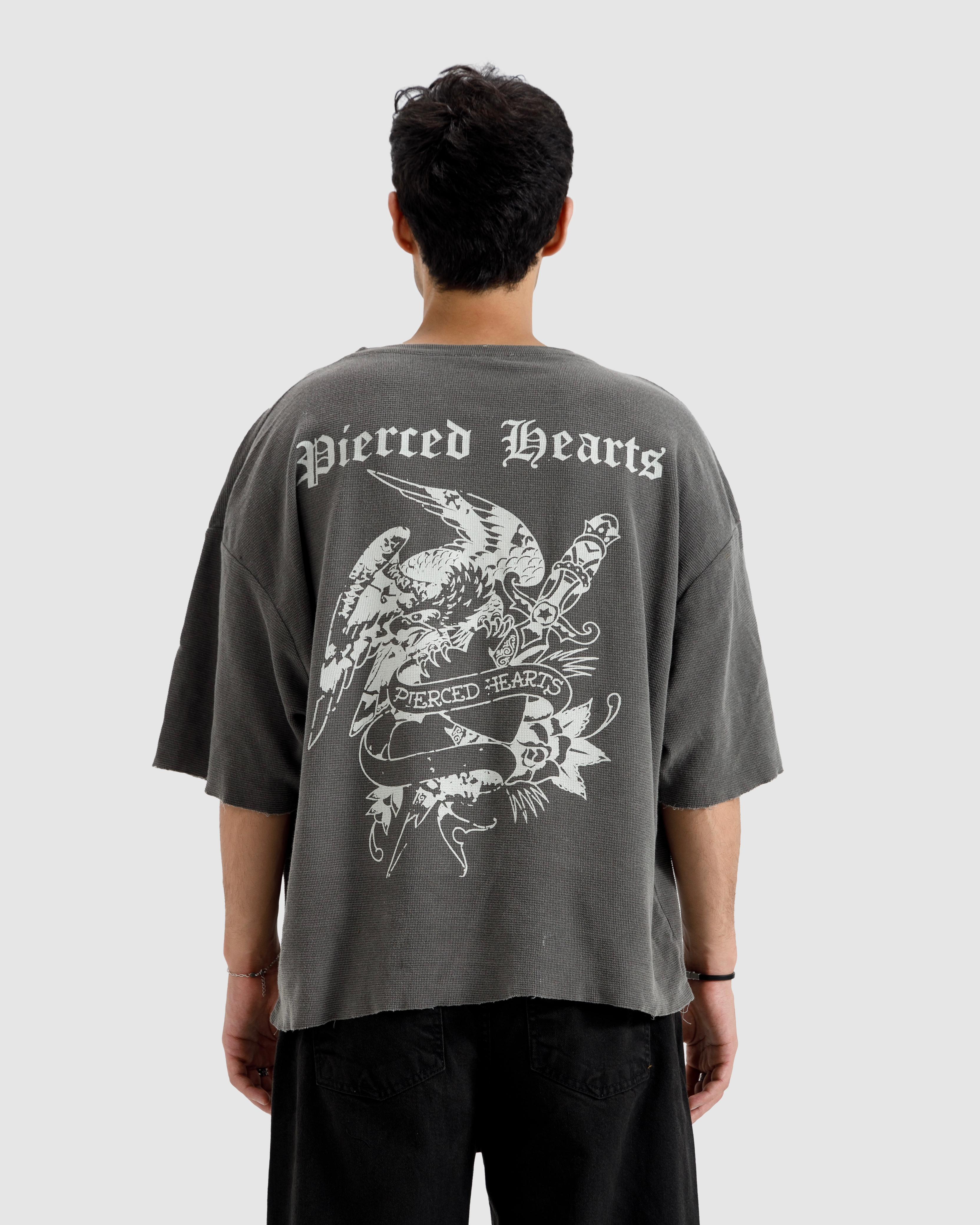 Washed Knit Pierced Hearts Tshirt