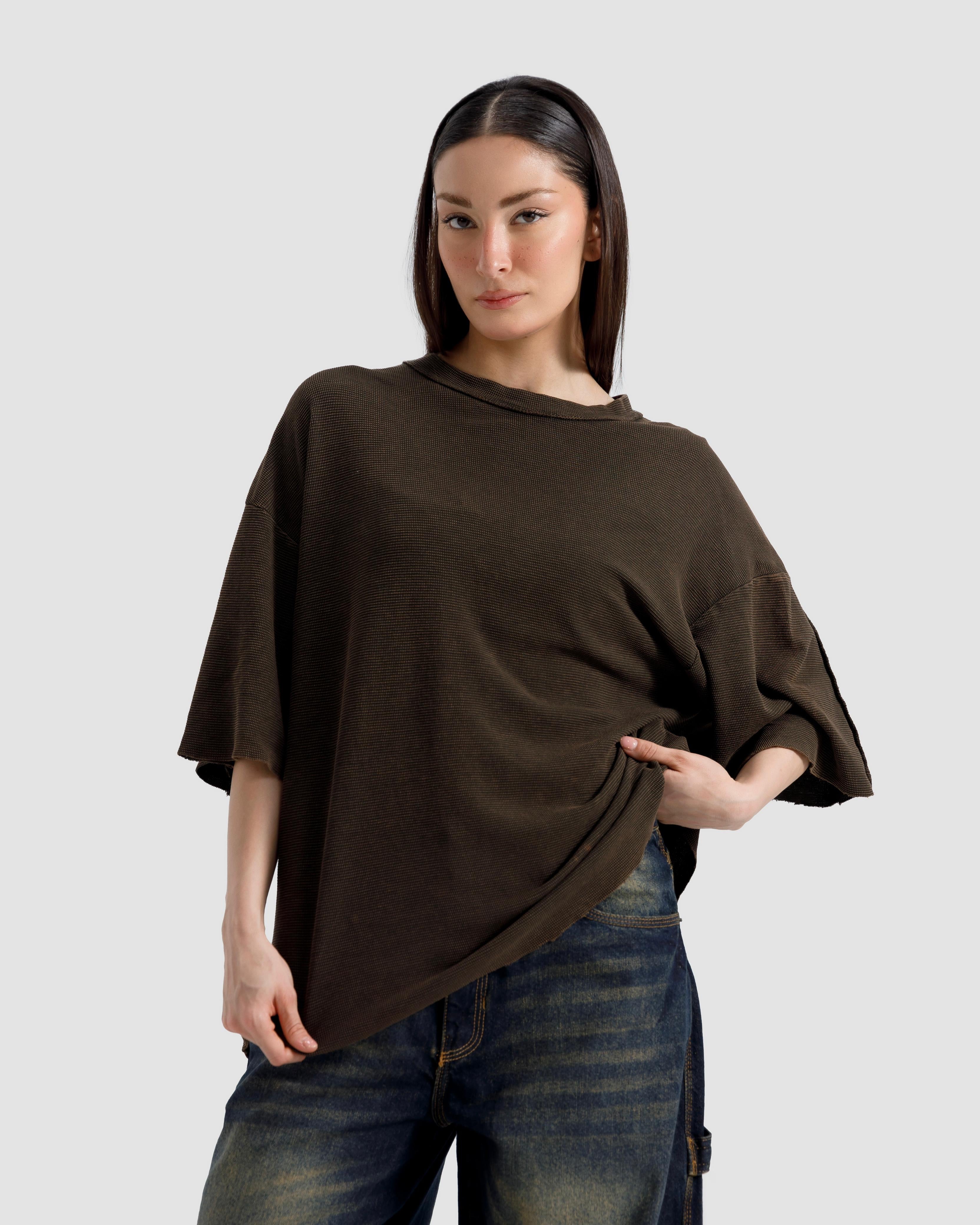 Washed Knit Shoulder Detail Essential Tshirt