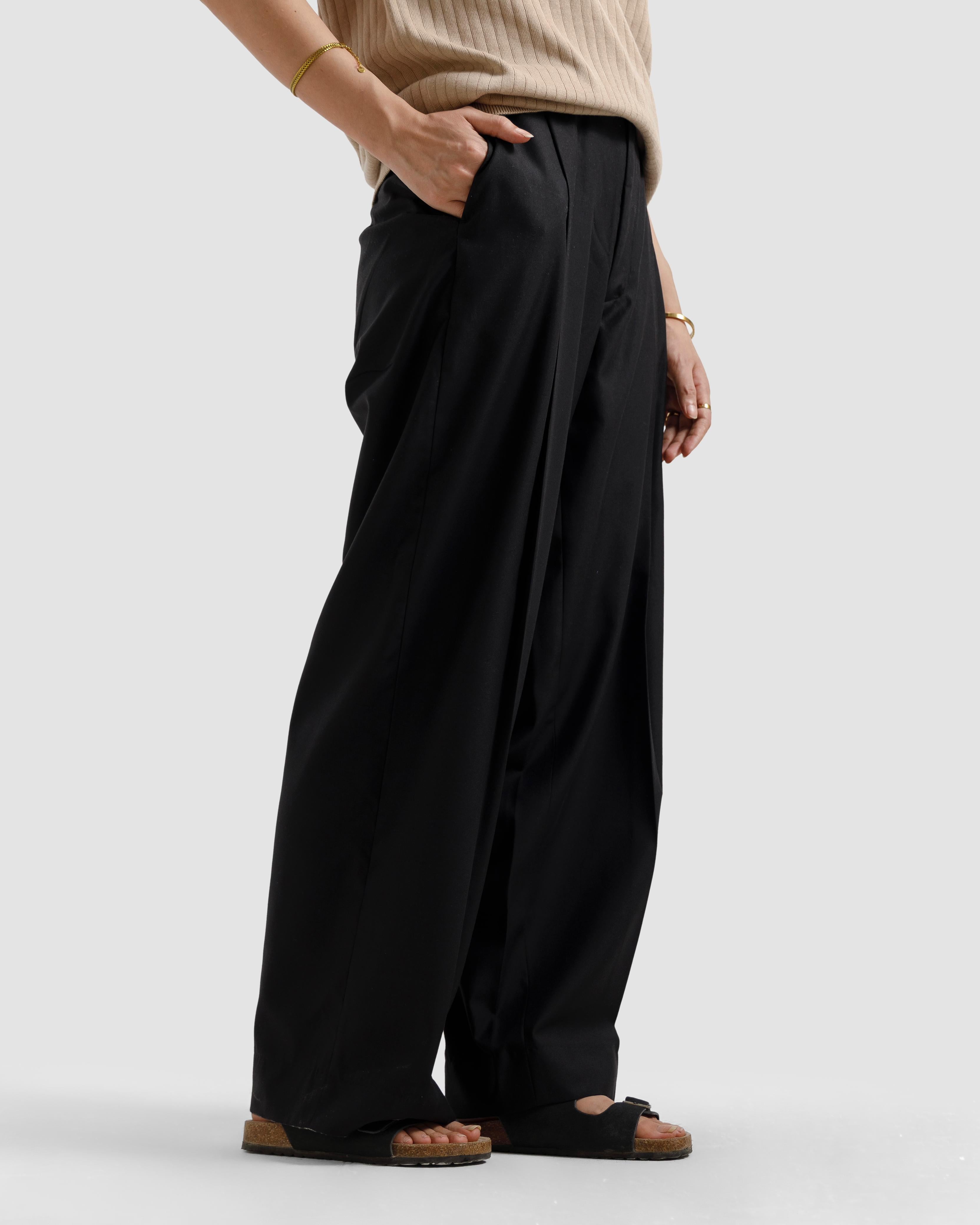 Tailored Wide Leg Pleated Pants