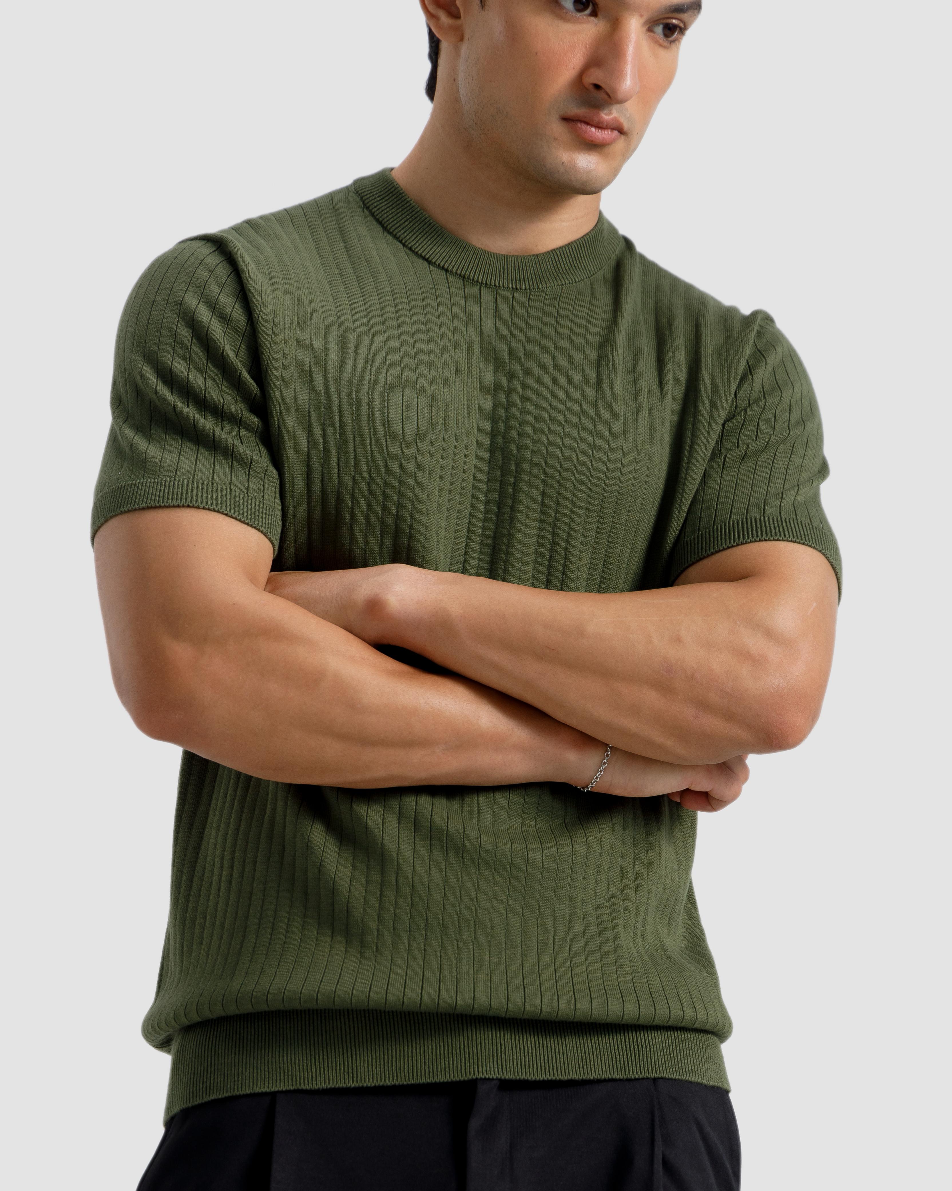 Vertical Textured Knit Basic Essential