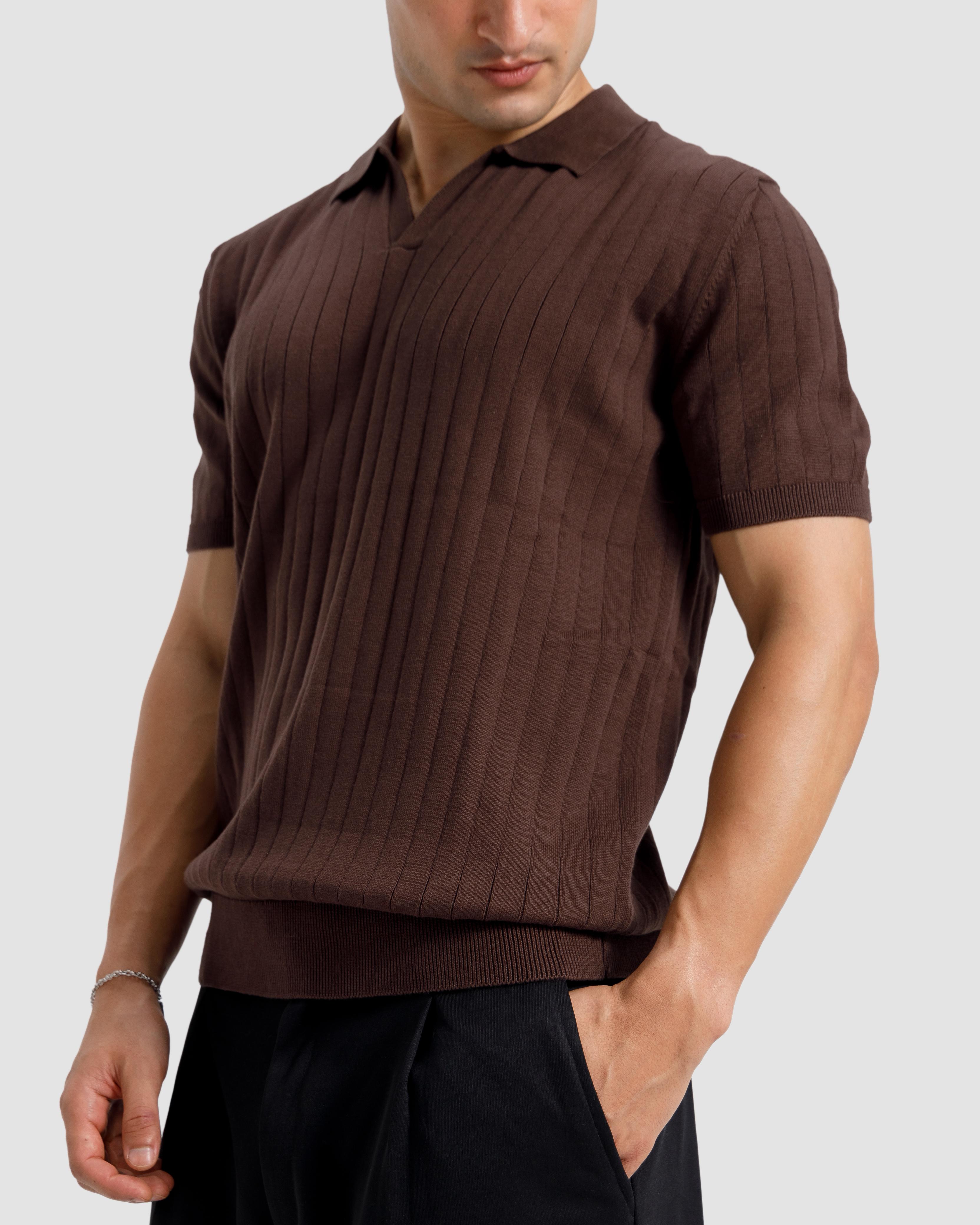 Vertical Textured Knit Polo