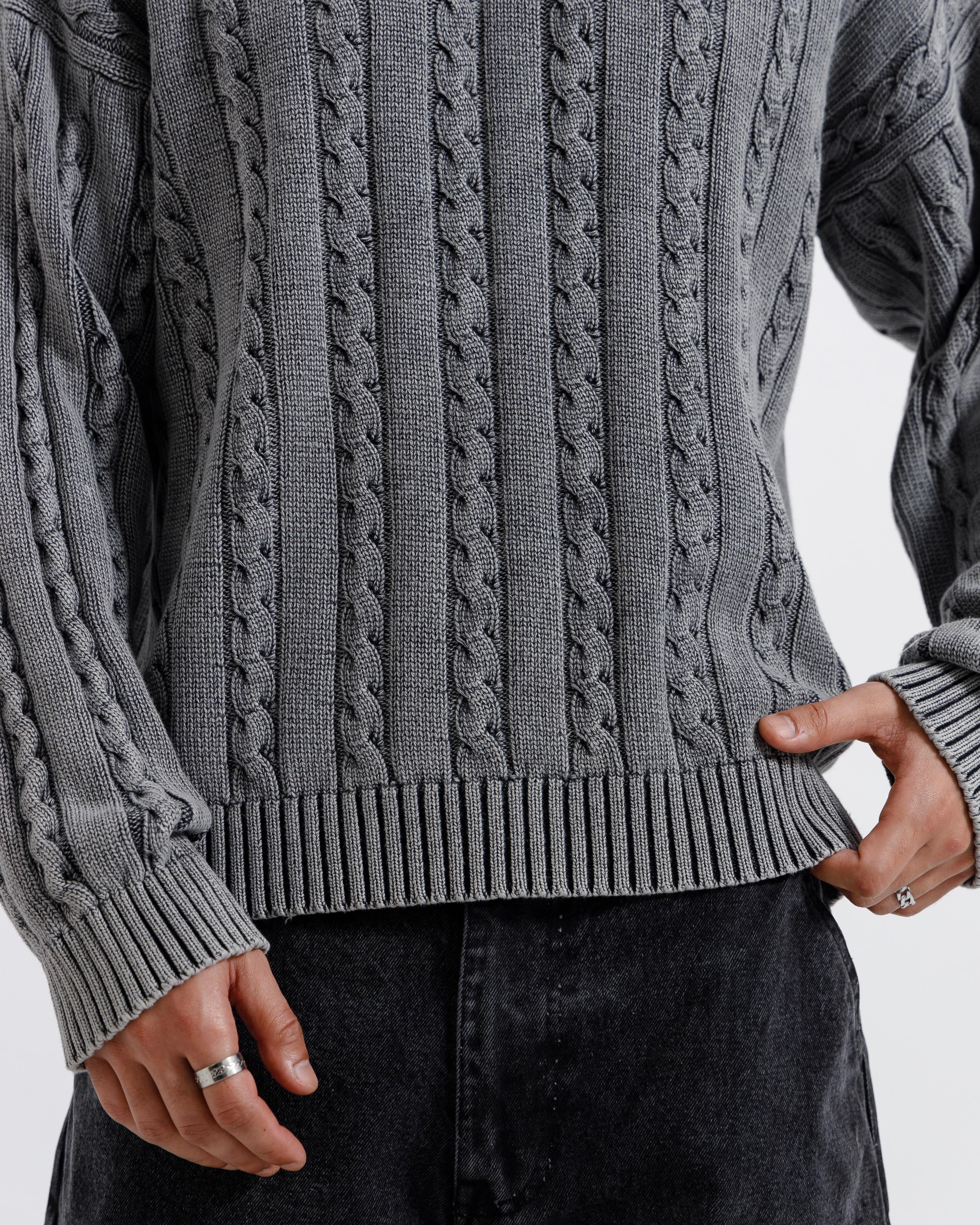 Washed Cable Knit Sweater