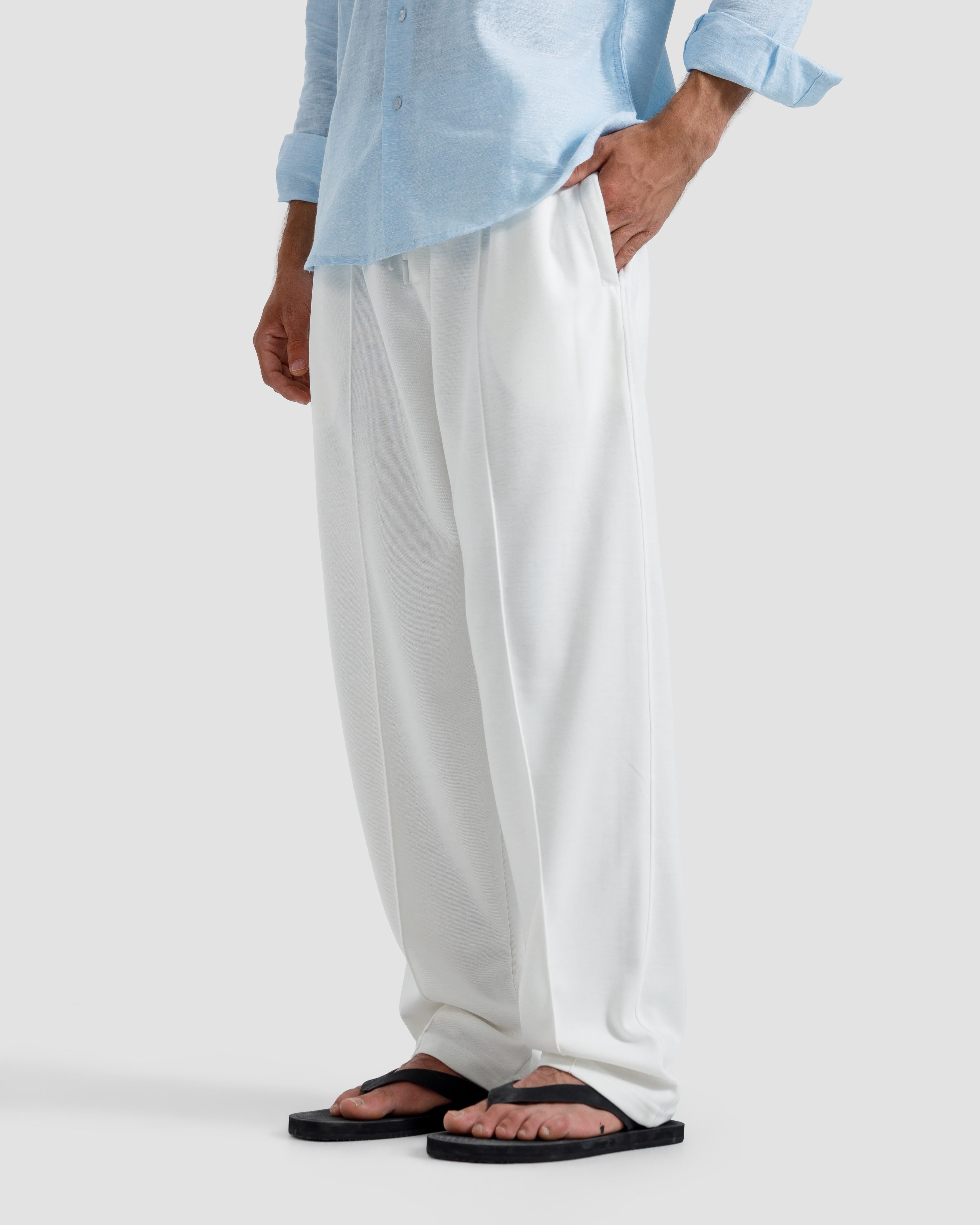 Straight Fit Interlock Pleated Trousers