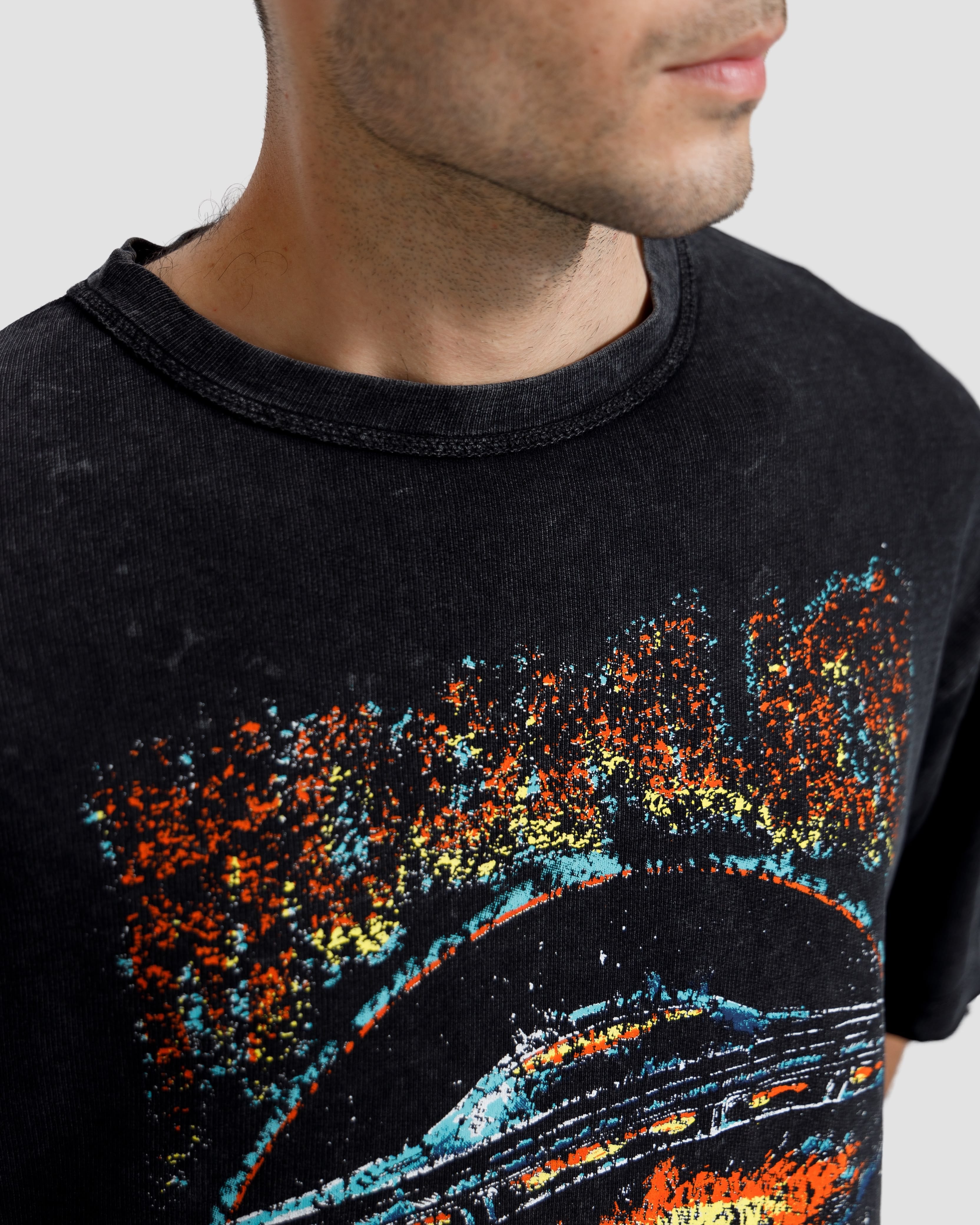 Washed Print Knit Tshirt