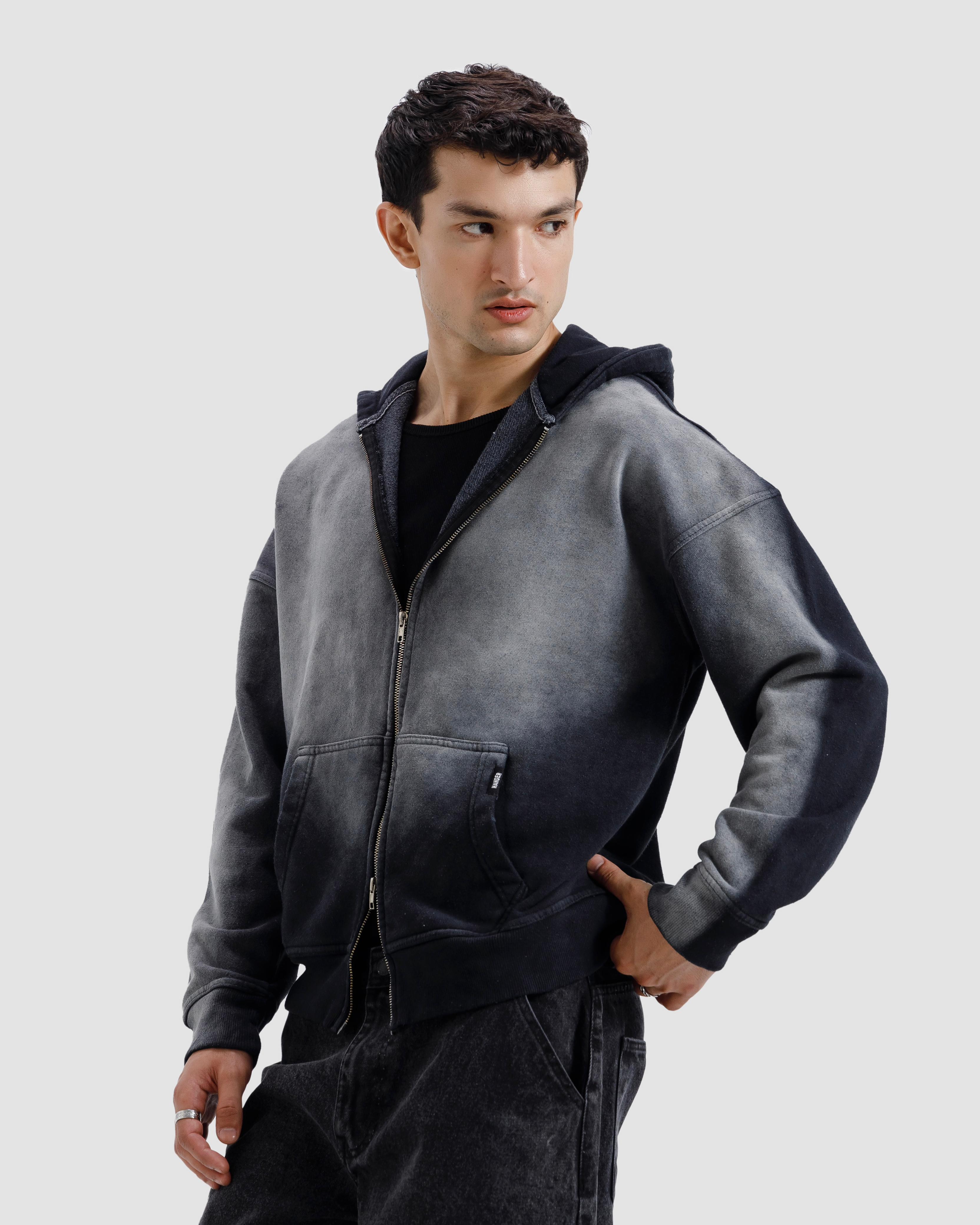 Faded Washed Zipper Hoodie
