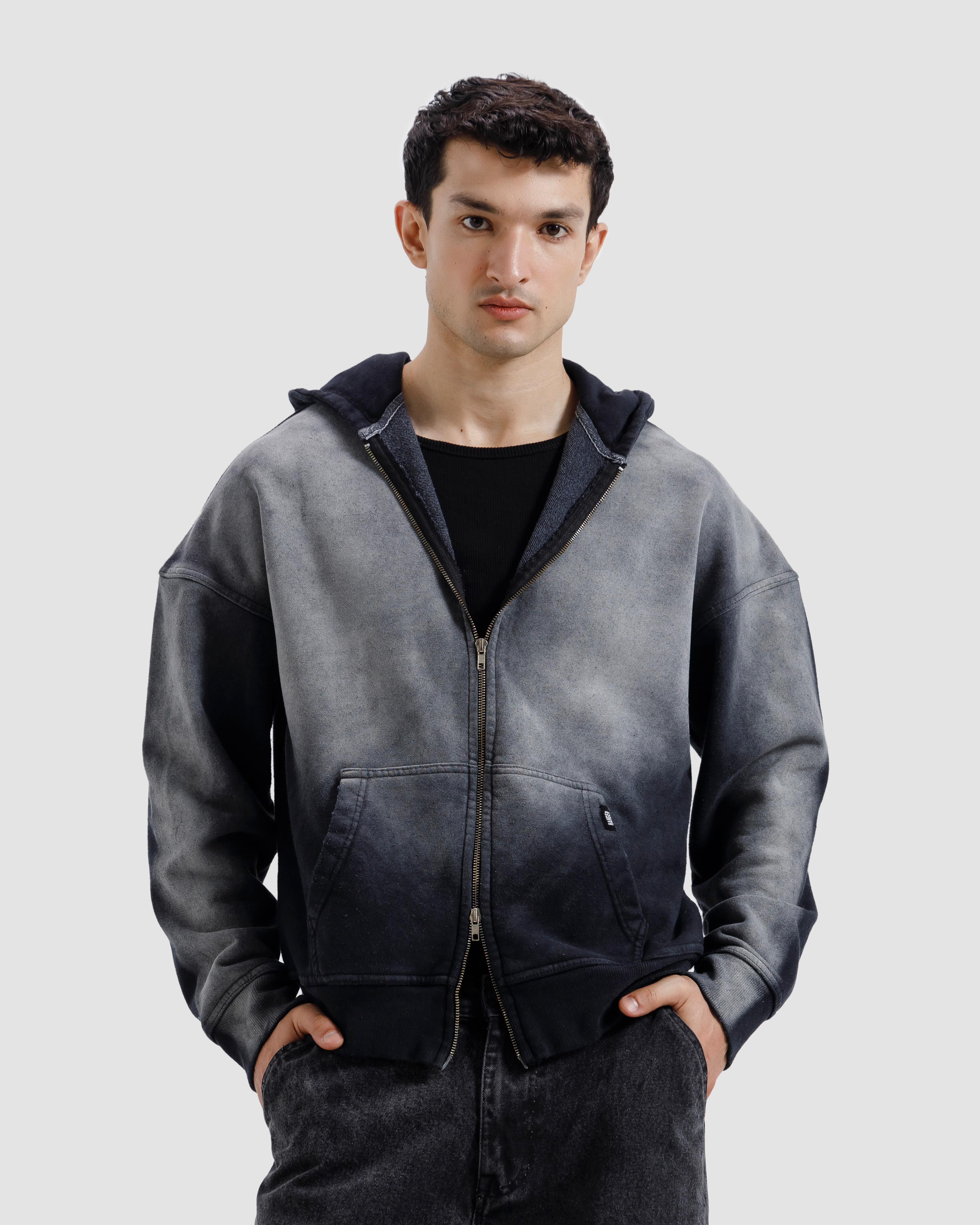Faded Washed Zipper Hoodie