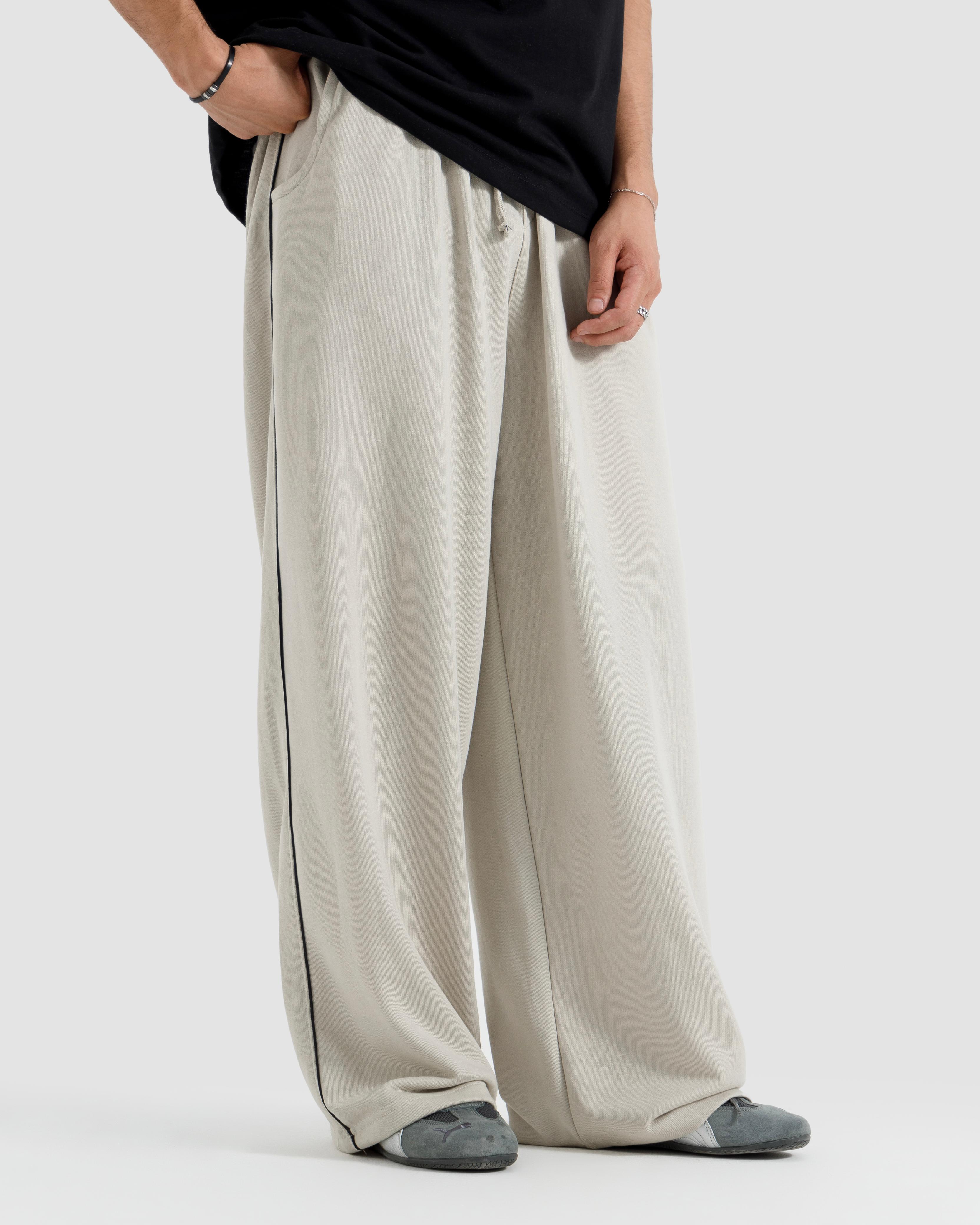 Baggy Fit Trousers With Piping Detail