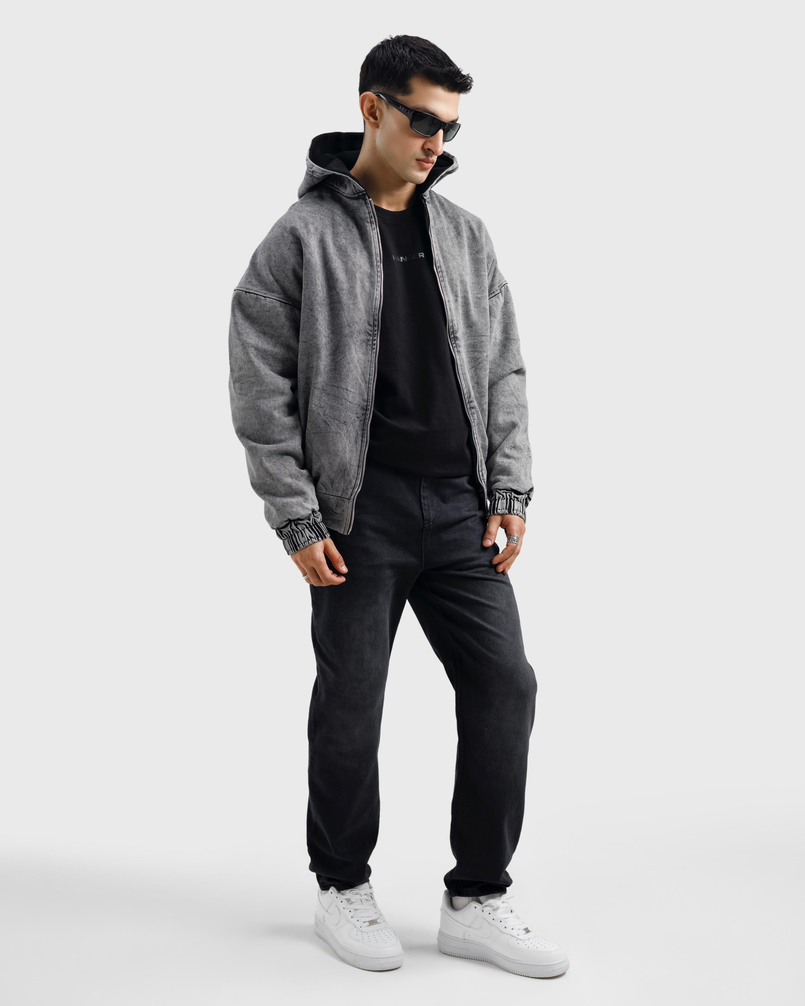 Washed Wind Breaker Denim Jacket