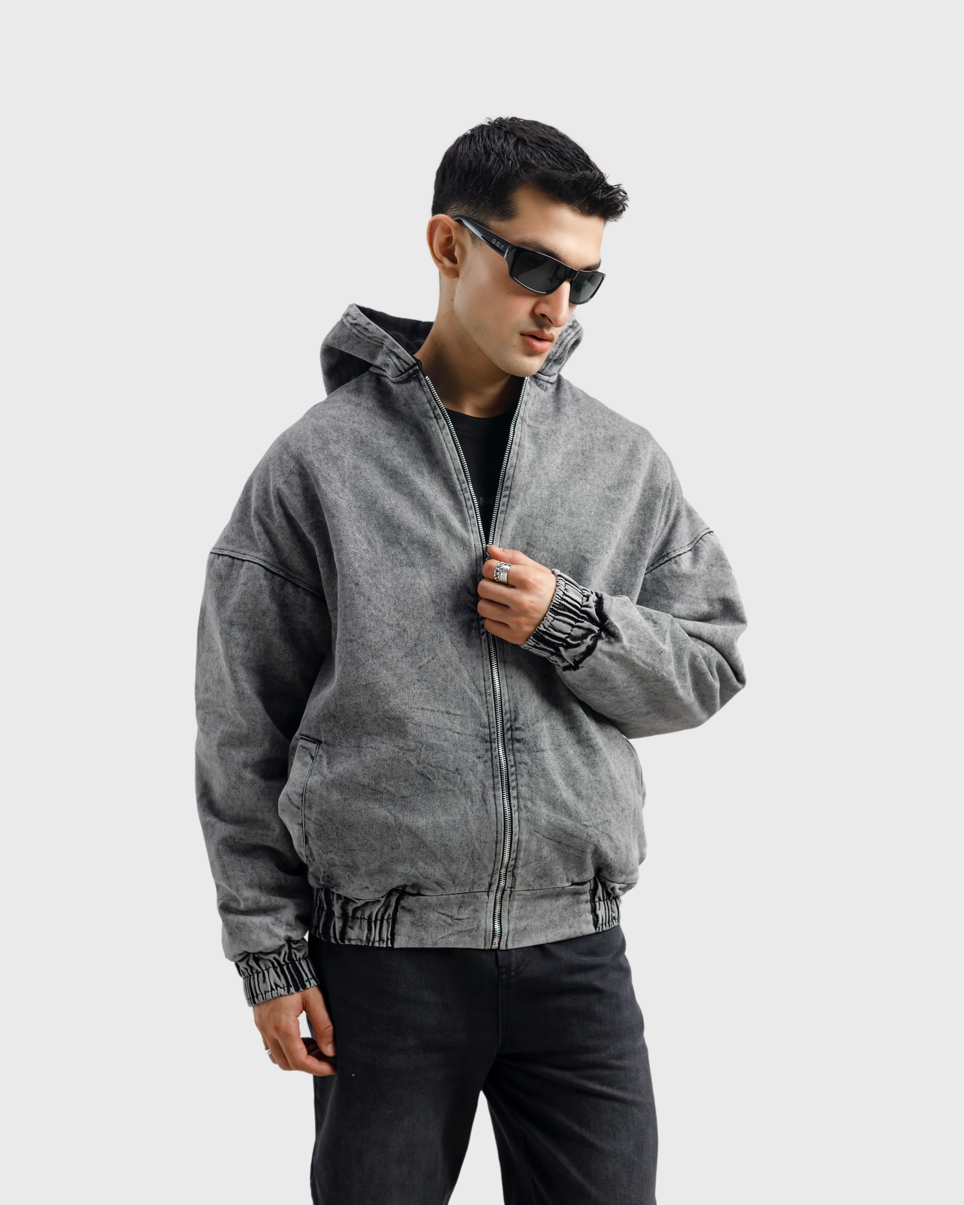 Washed Wind Breaker Denim Jacket