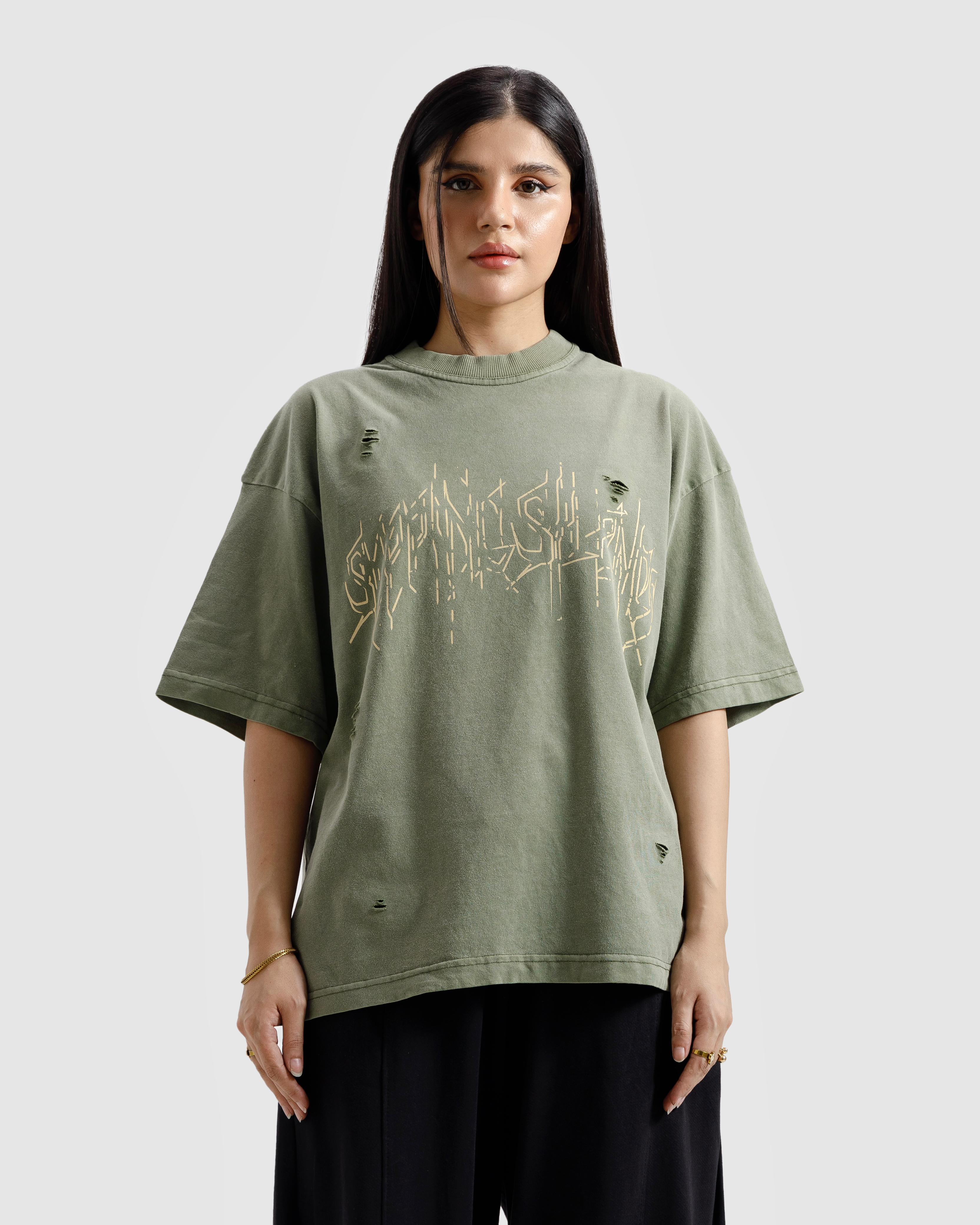 Distressed Washed Print Tee