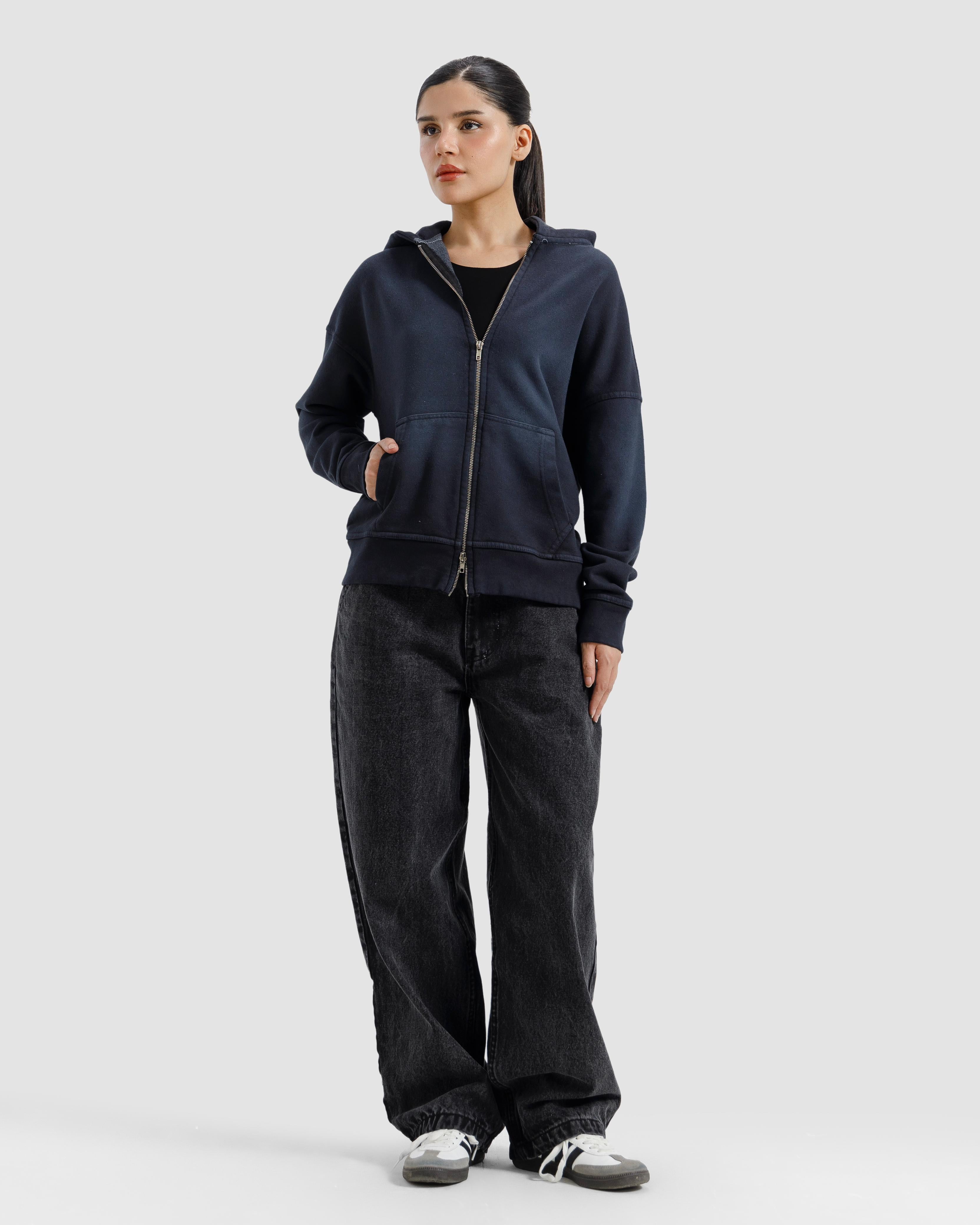 Washed Zipper Hoodie