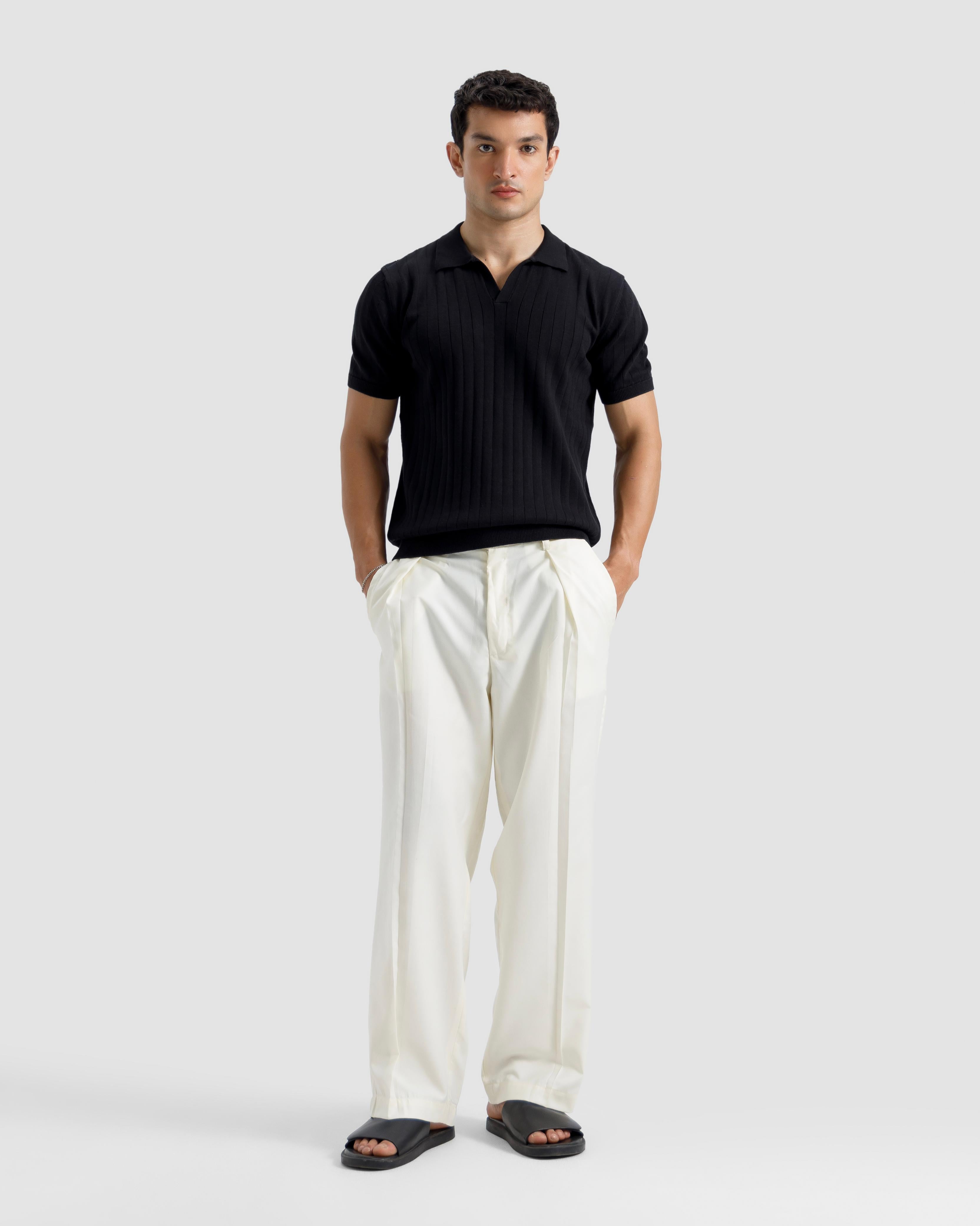 Vertical Textured Knit Polo