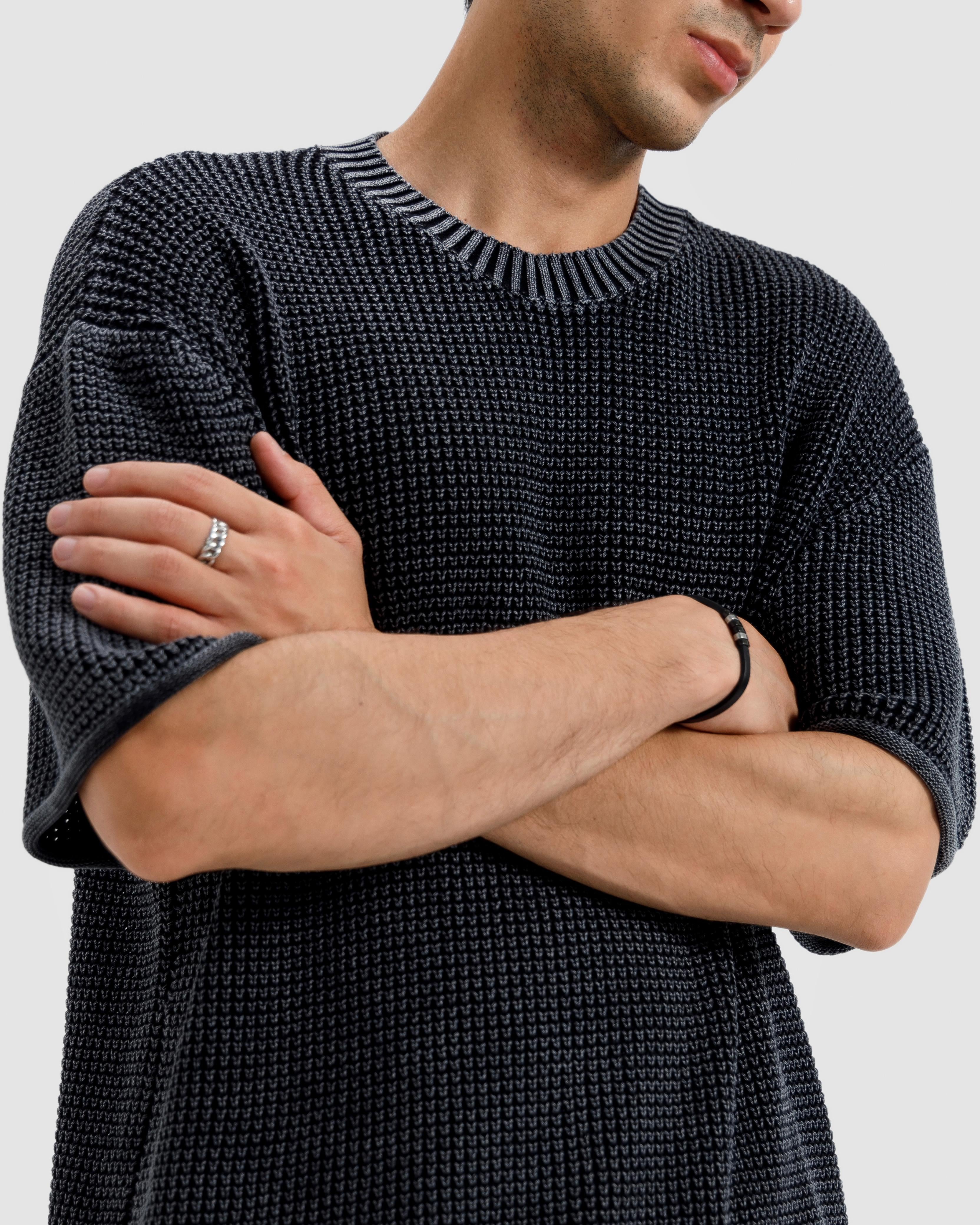 Relaxed Fit Washed Textured Knit Tshirt