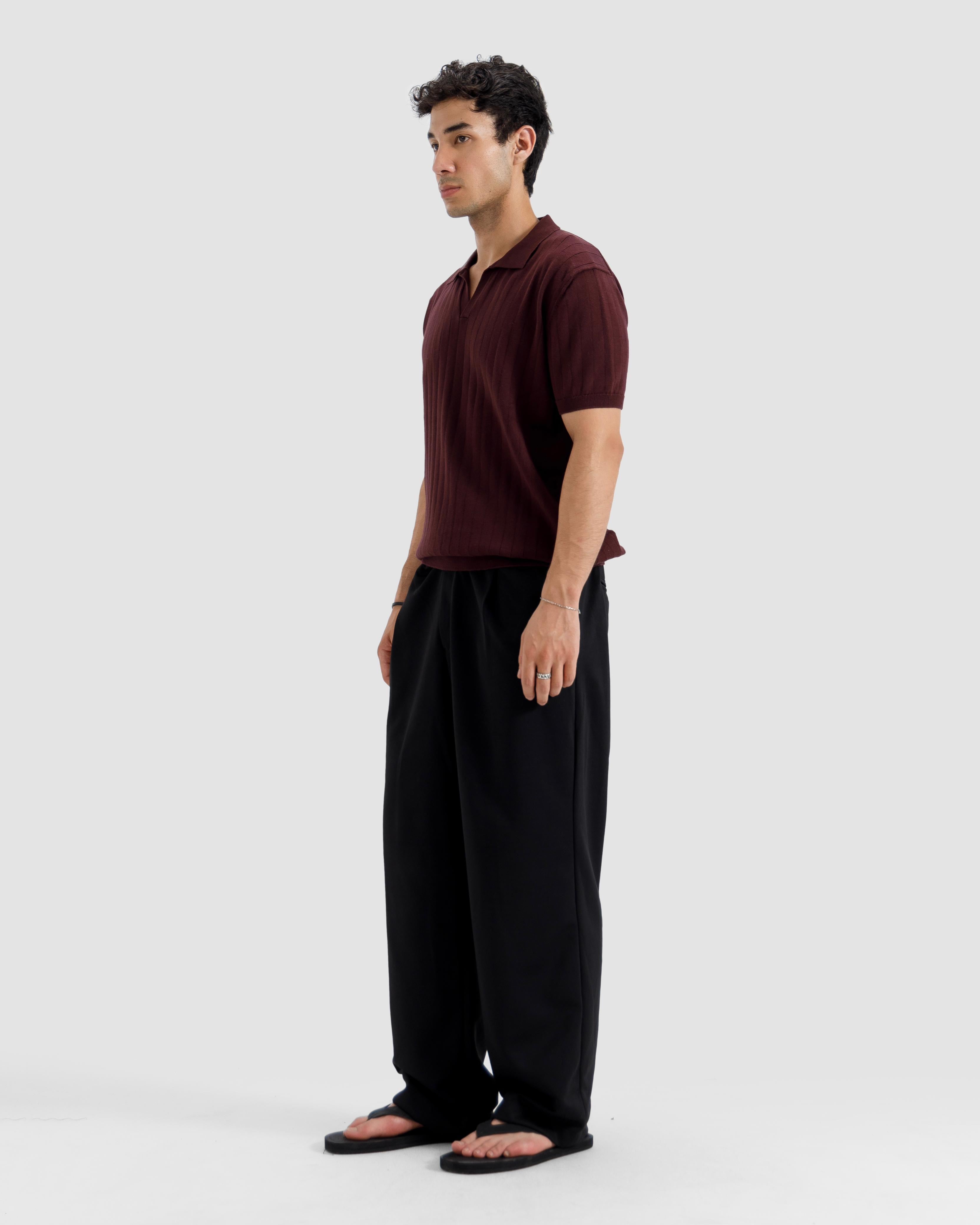Vertical Textured Knit Polo