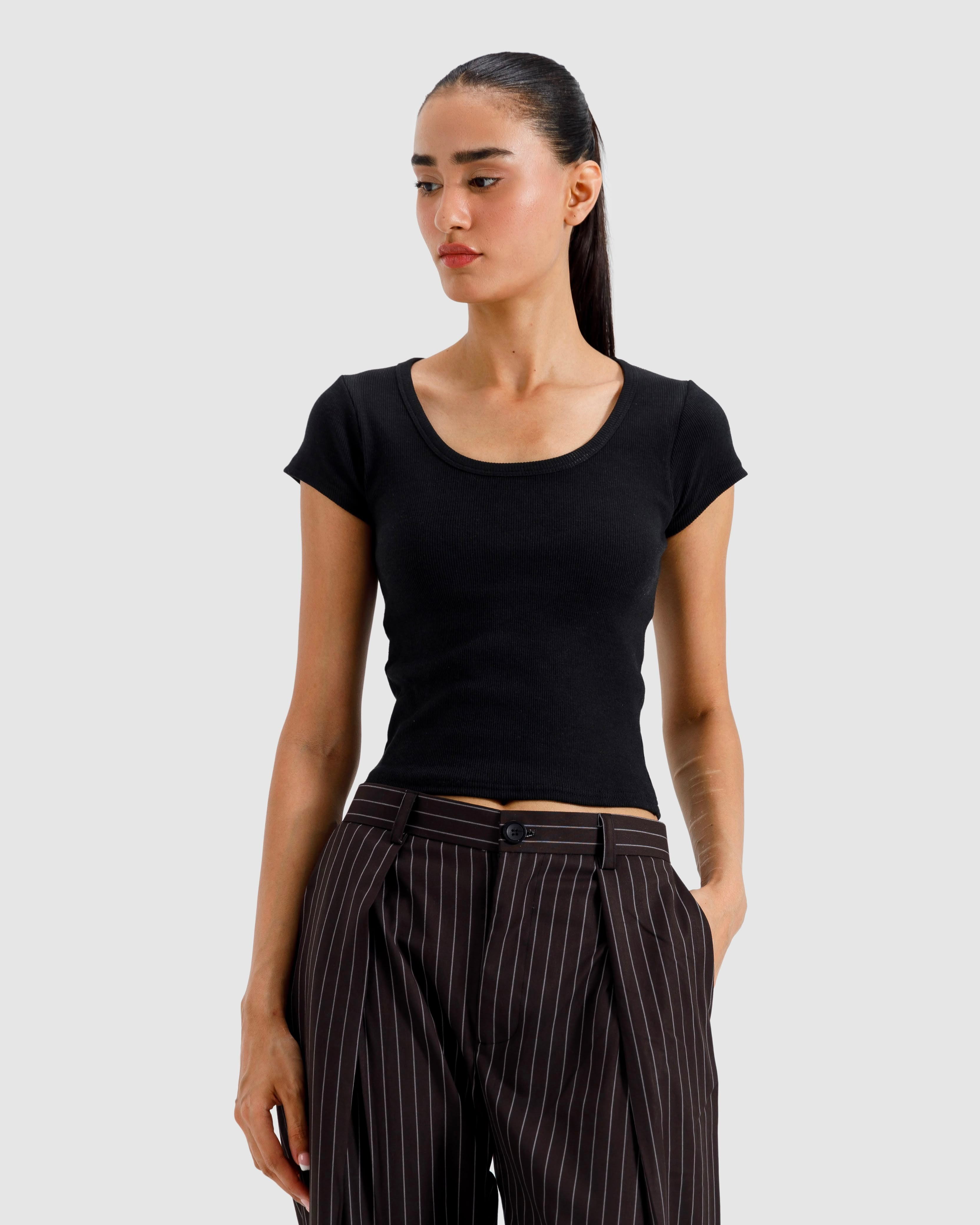 Scoop Neck Rib Tshirt
