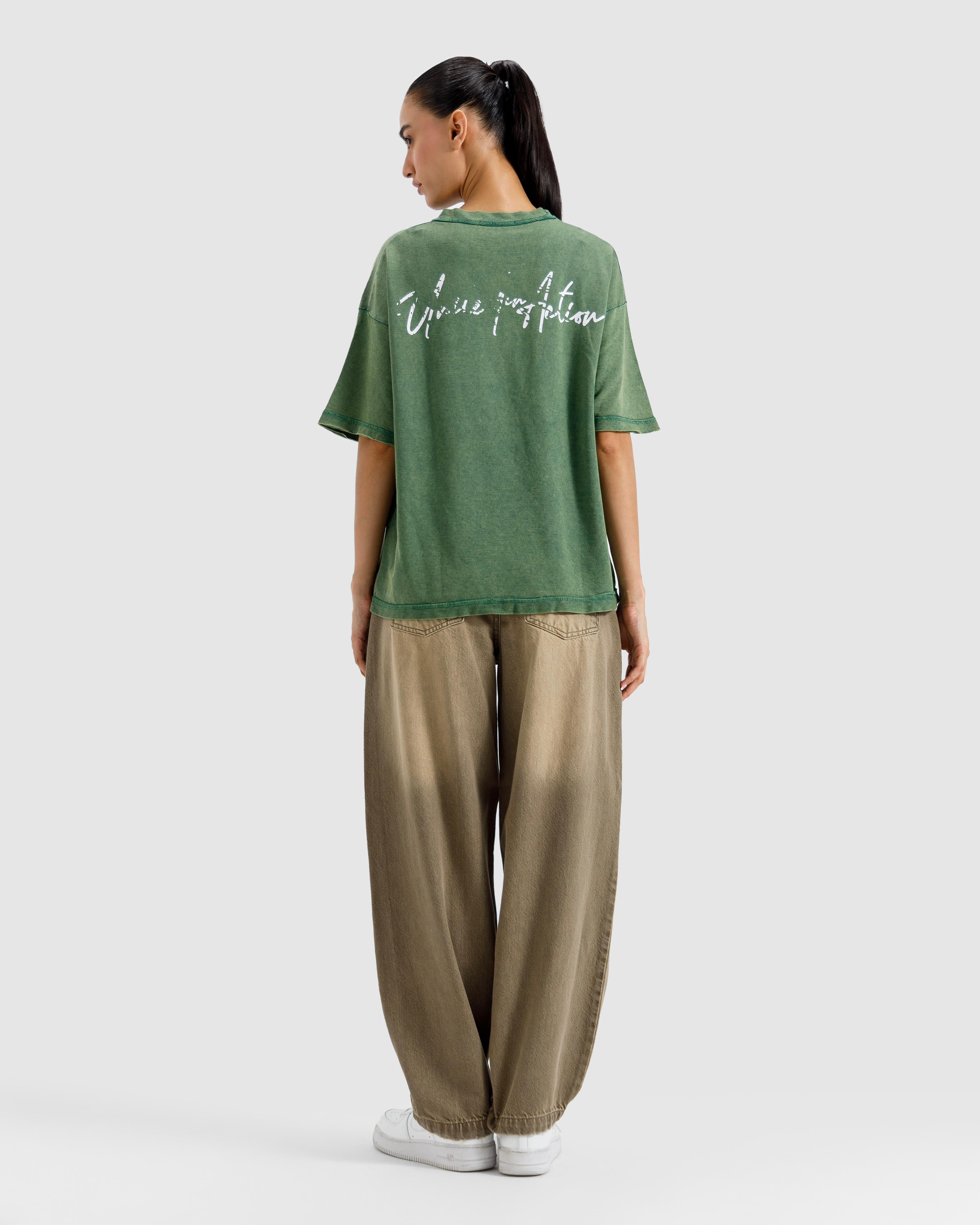 Washed Print Knit Tshirt