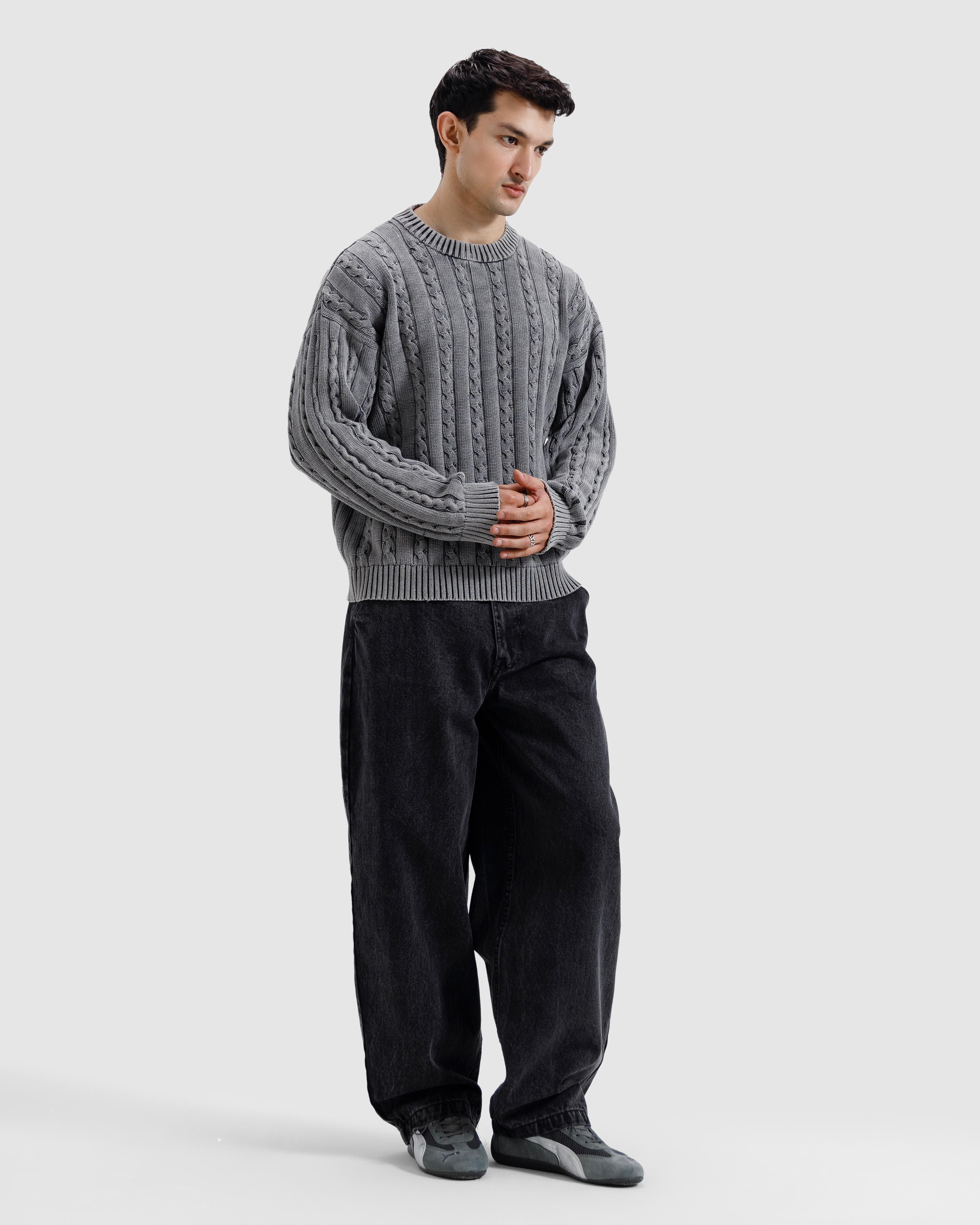 Washed Cable Knit Sweater