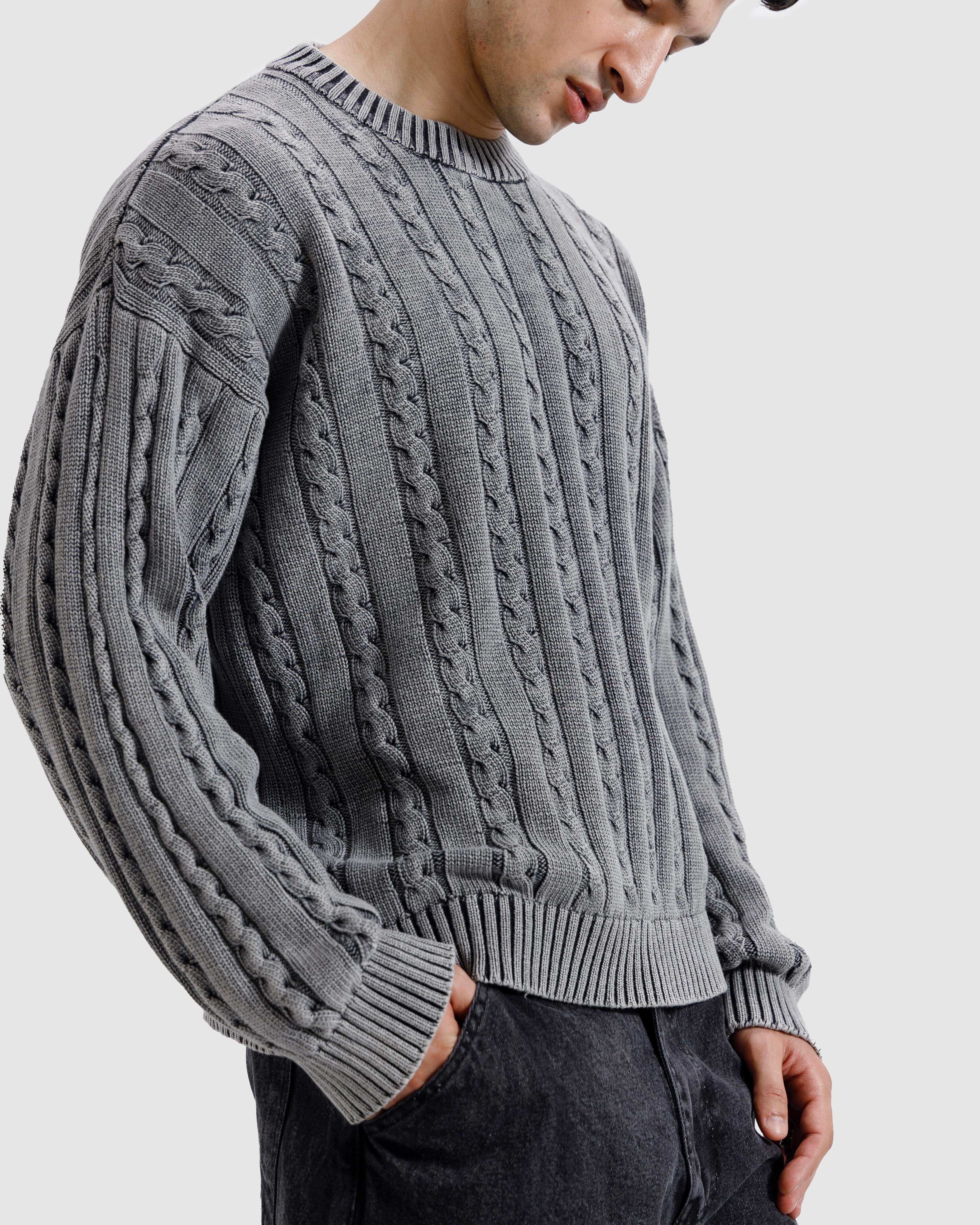 Washed Cable Knit Sweater