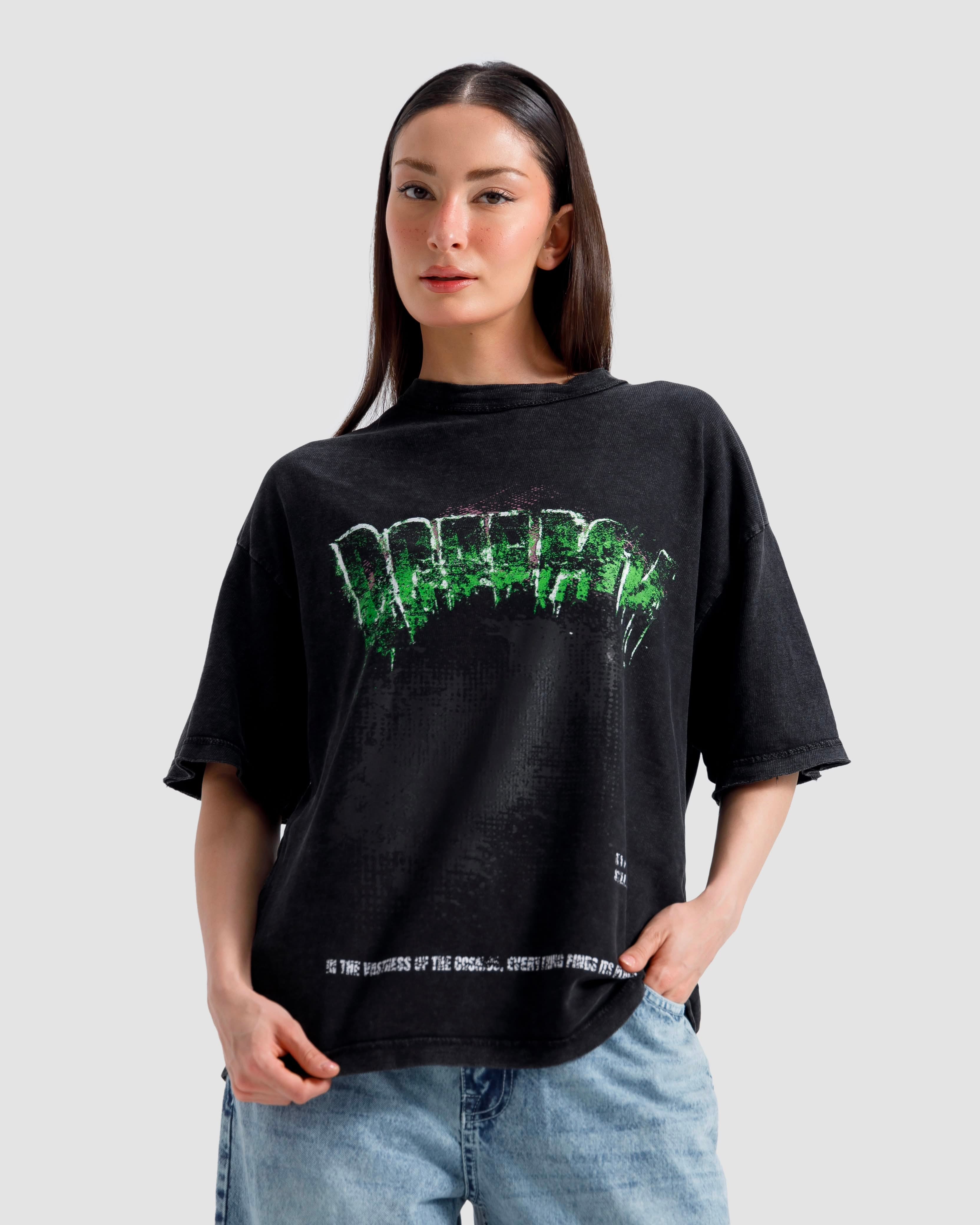 Washed Print Knit Tshirt