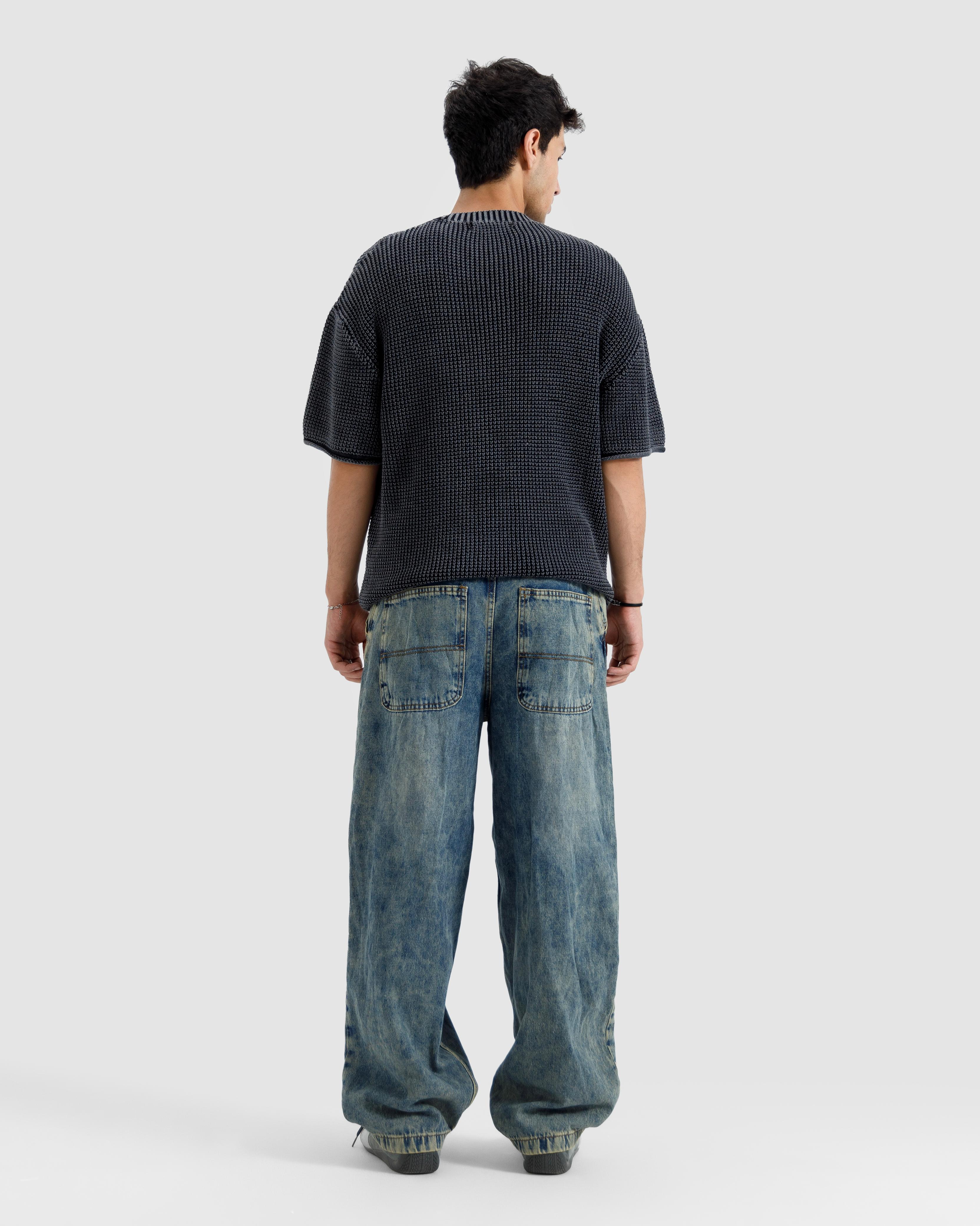 Relaxed Fit Washed Textured Knit Tshirt