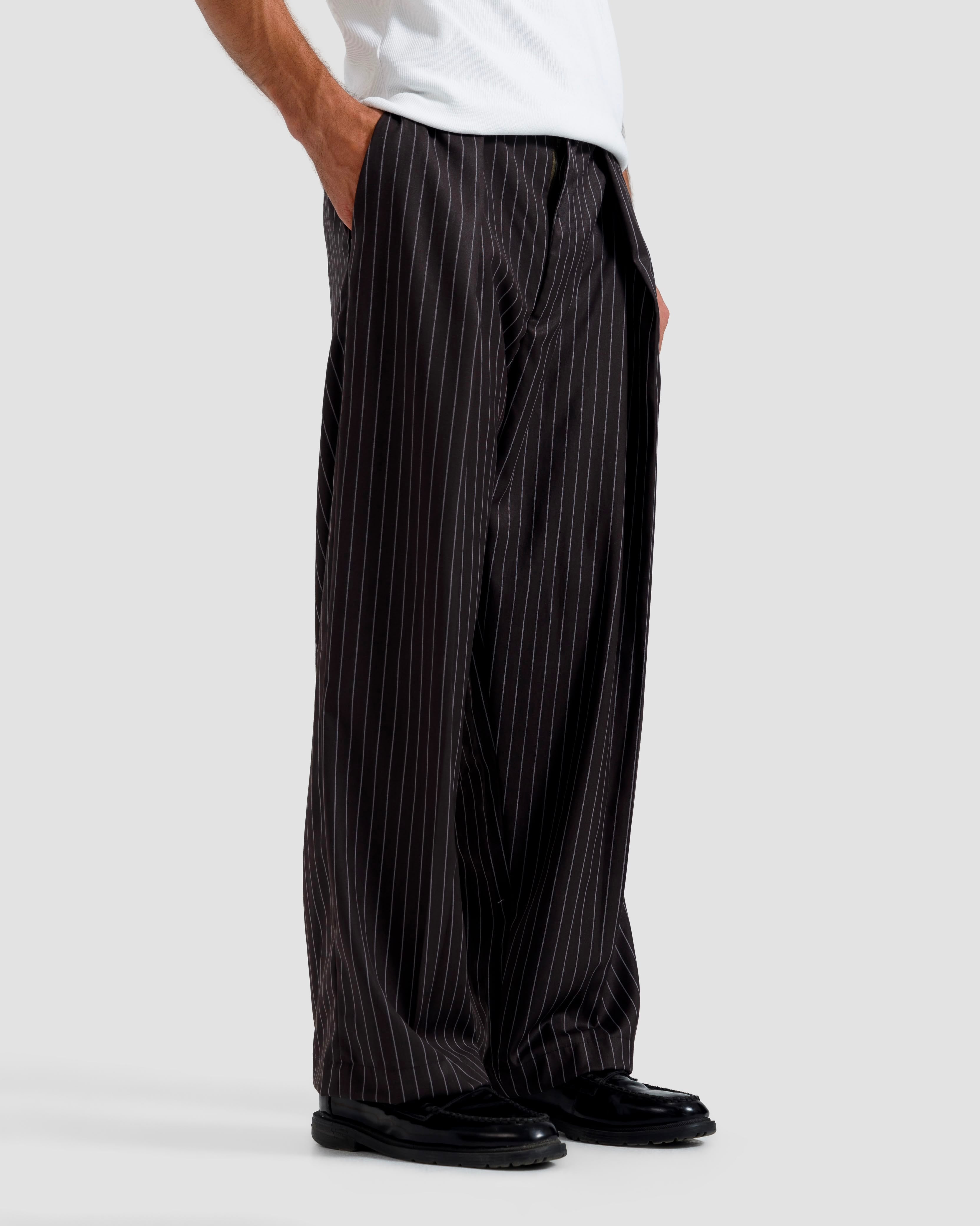 Tailored Pinstriped Pleated Pants