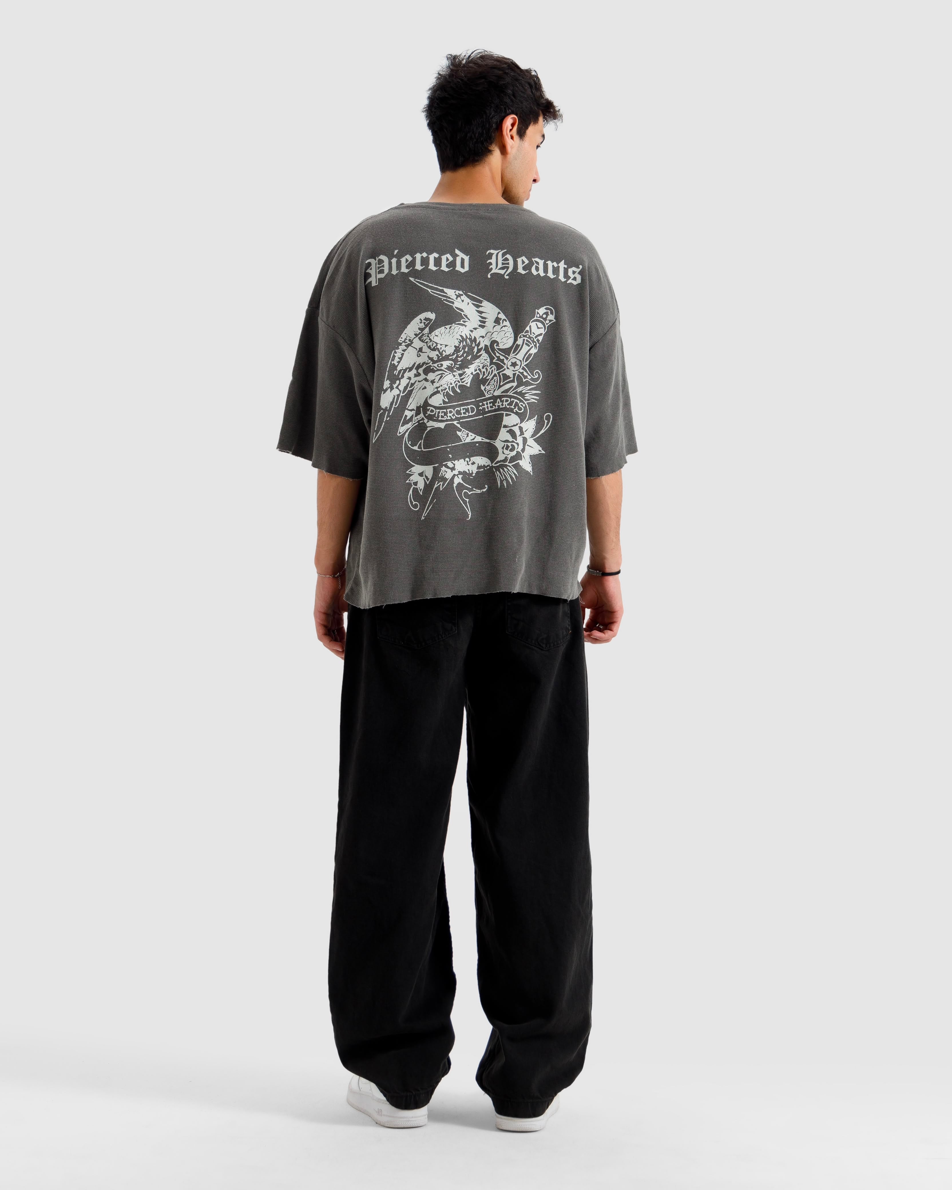 Washed Knit Pierced Hearts Tshirt