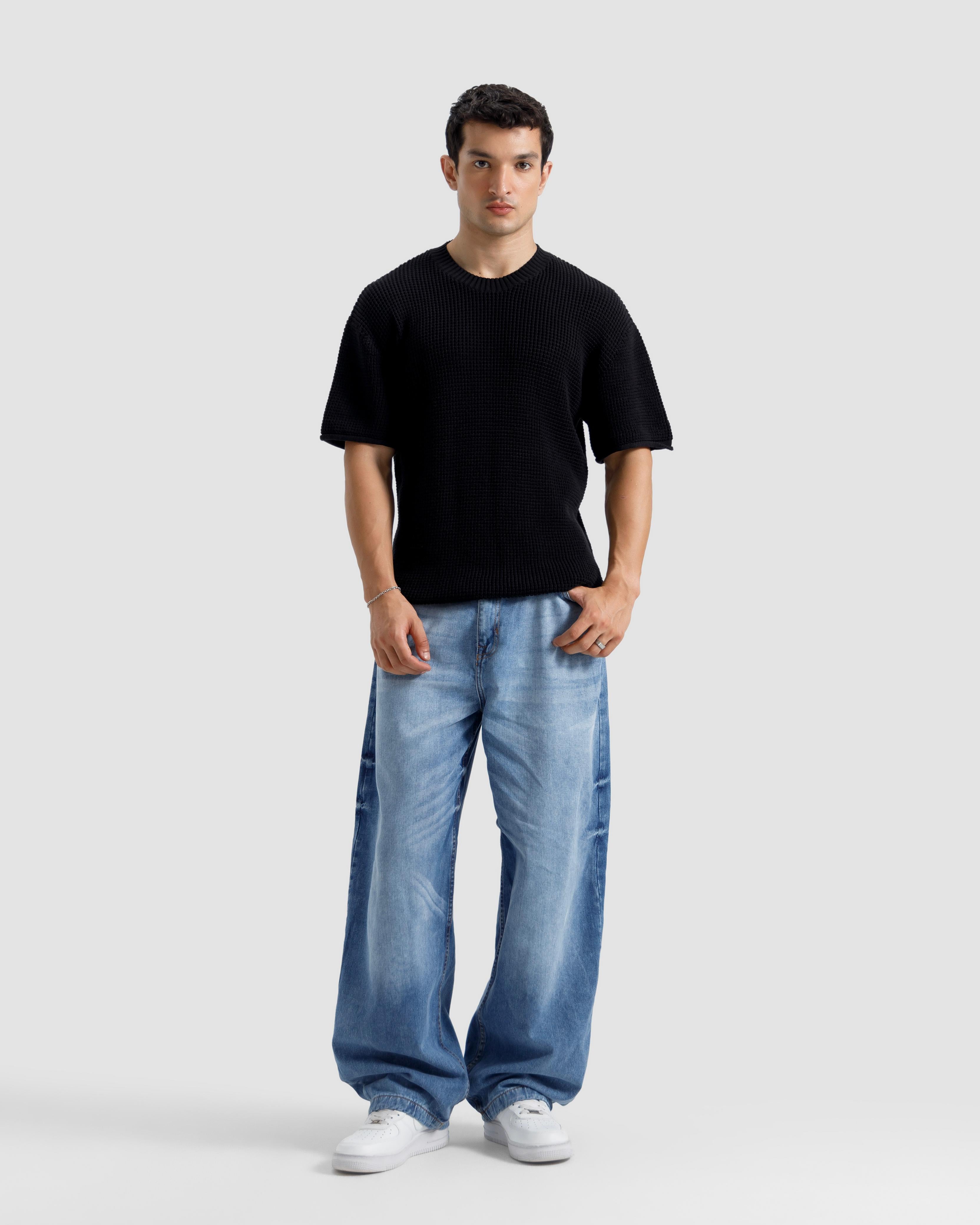 Relaxed Fit Textured Knit Tshirt