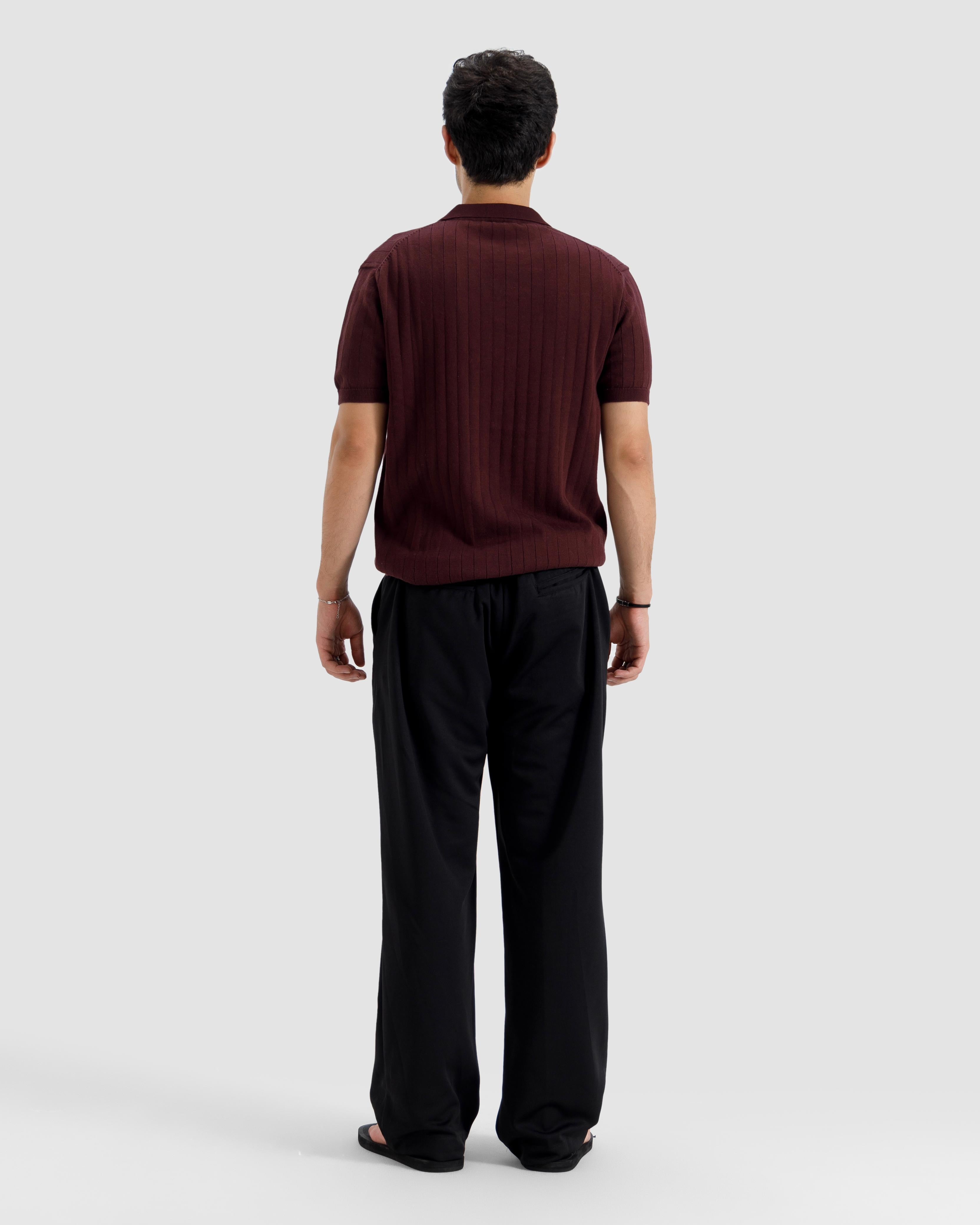 Vertical Textured Knit Polo