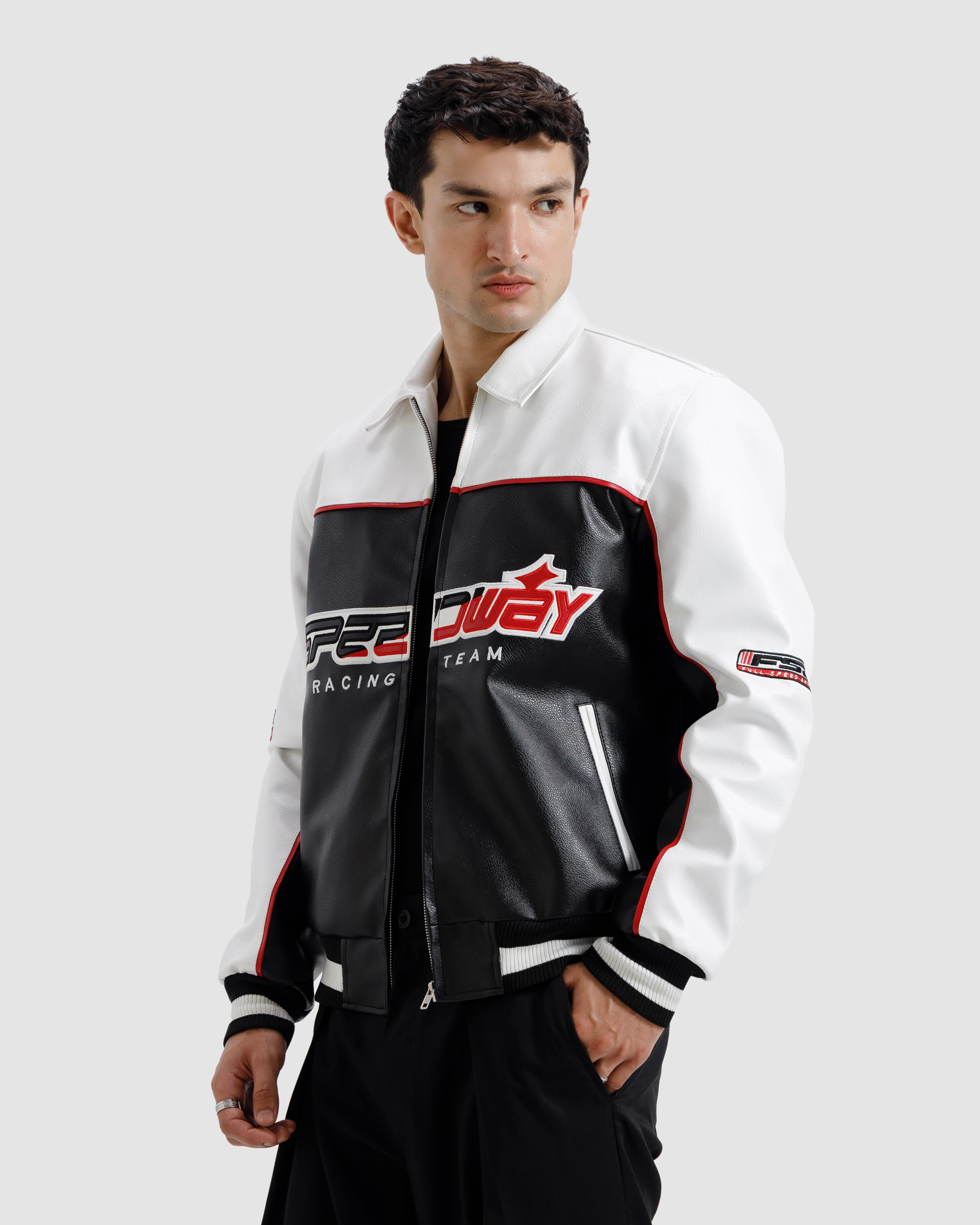 Faux Leather Racer Jacket