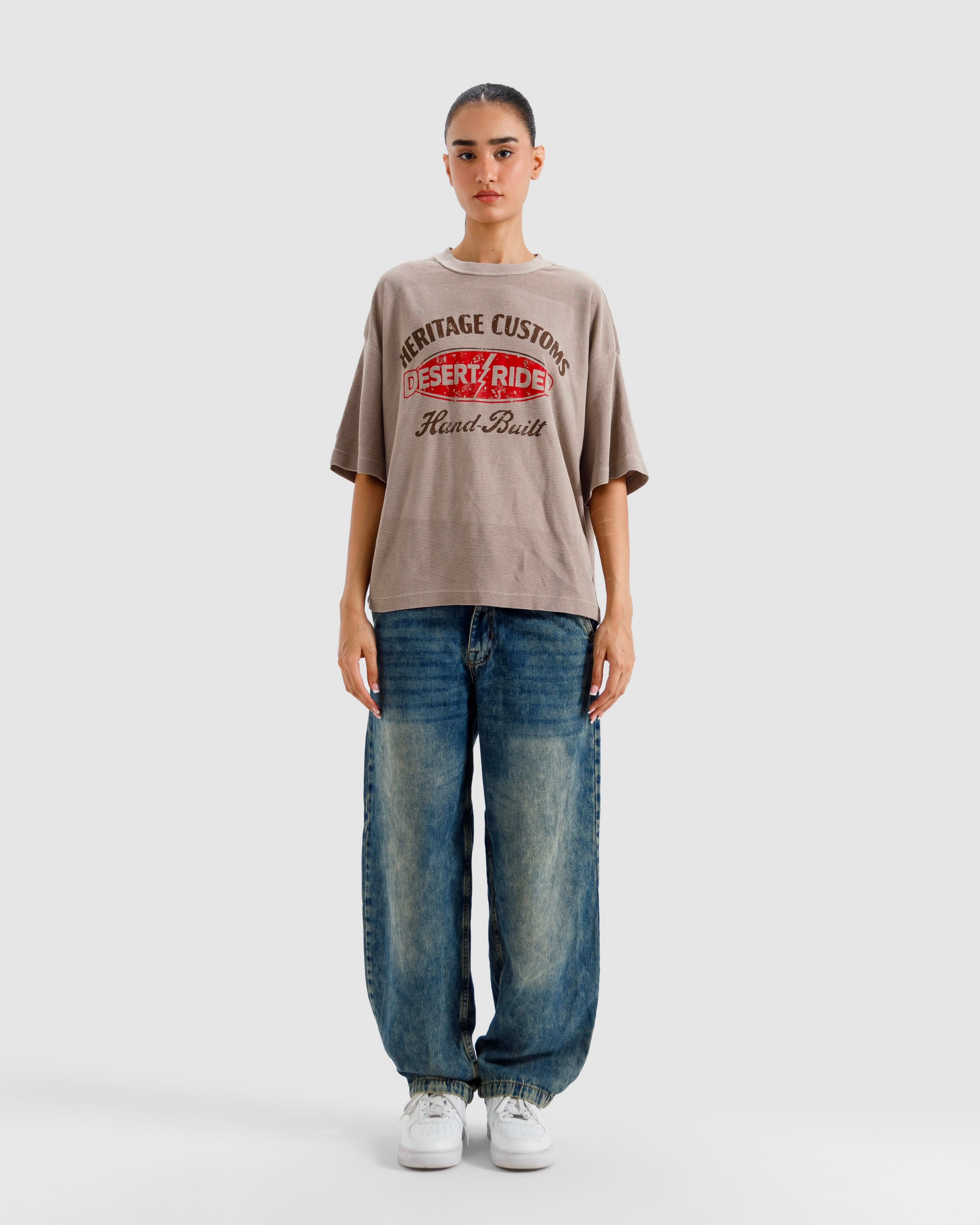 Washed Print Knit Tshirt