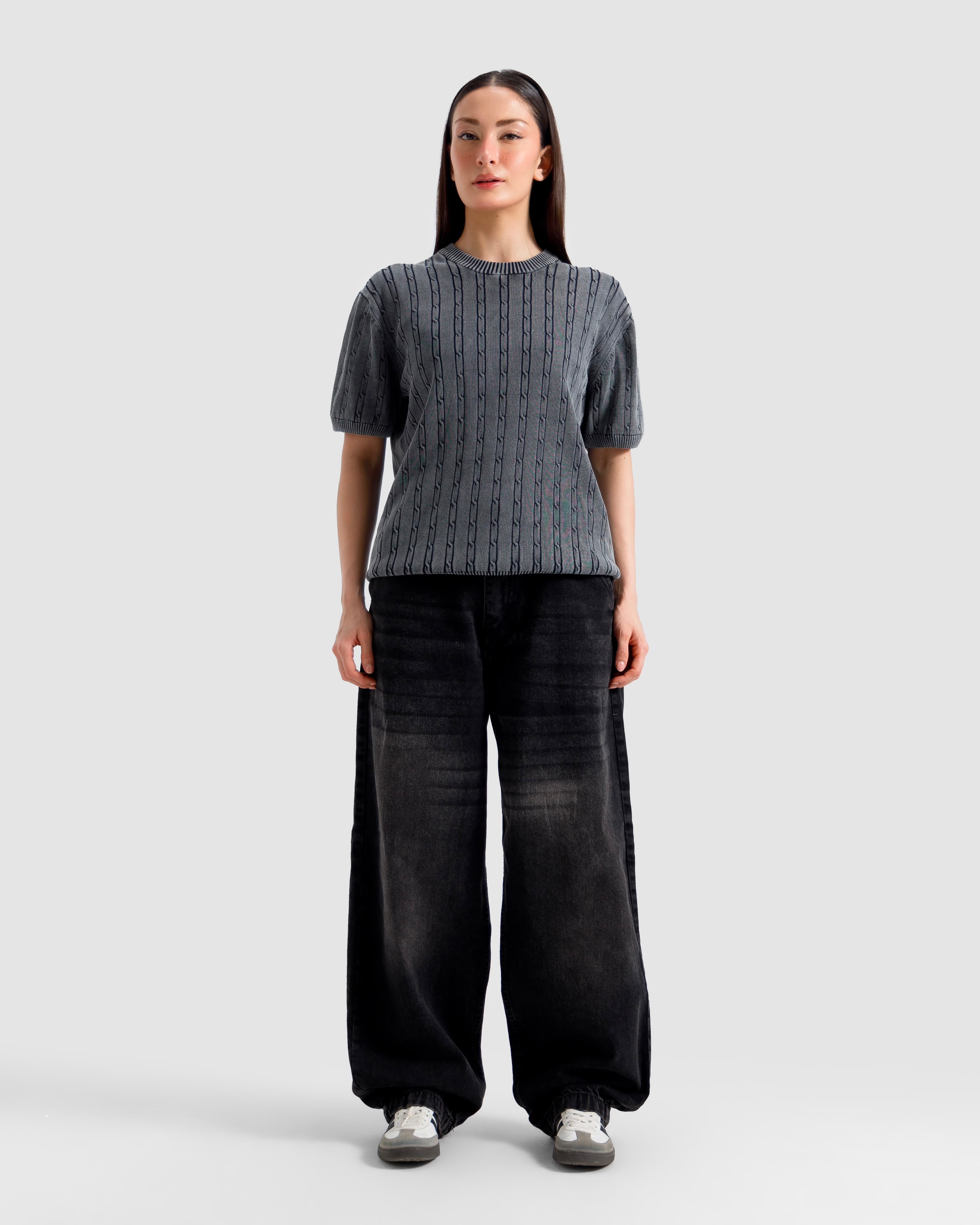 Washed Cable Knit Tshirt