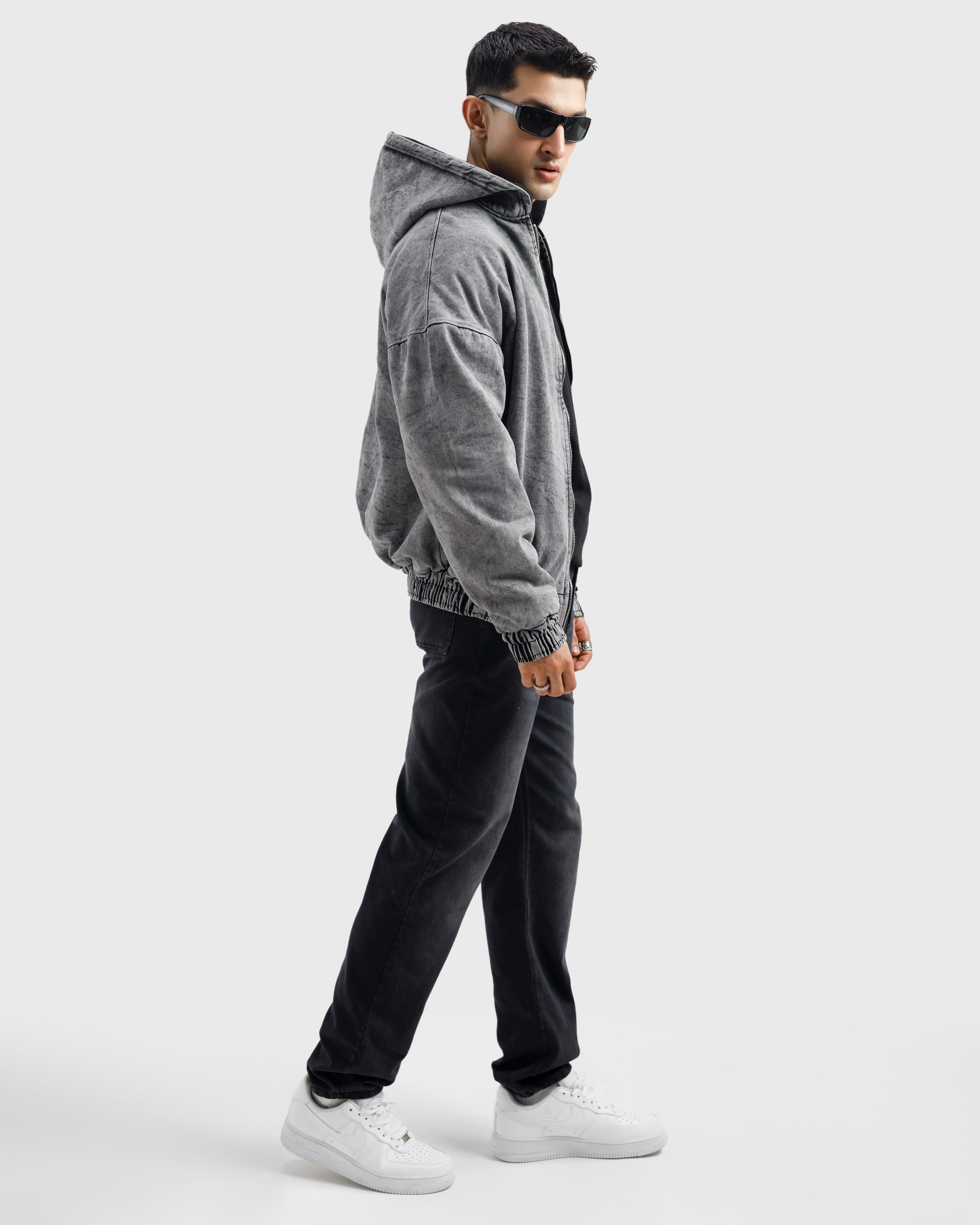 Washed Wind Breaker Denim Jacket