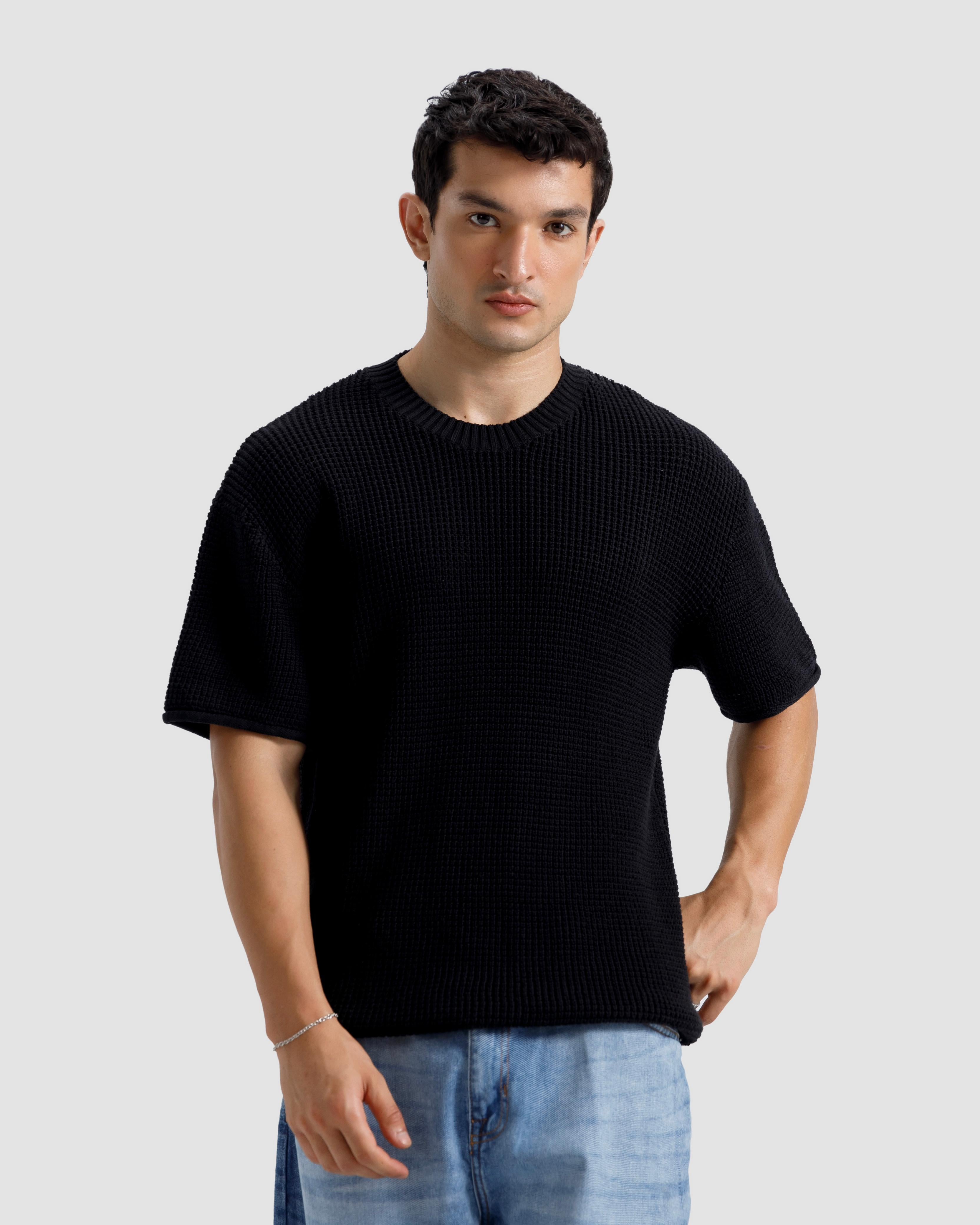 Relaxed Fit Textured Knit Tshirt