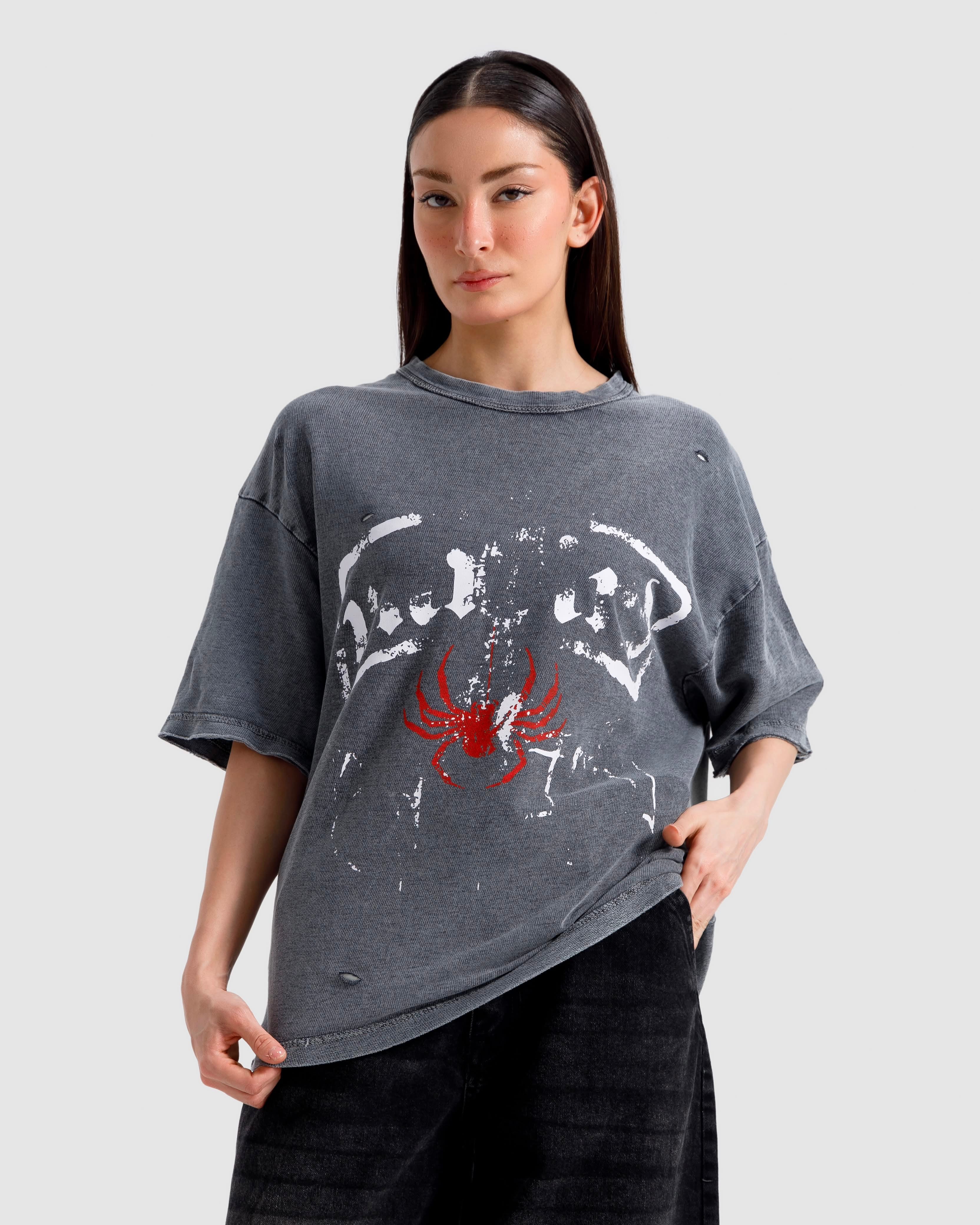 Washed Print Knit Tshirt